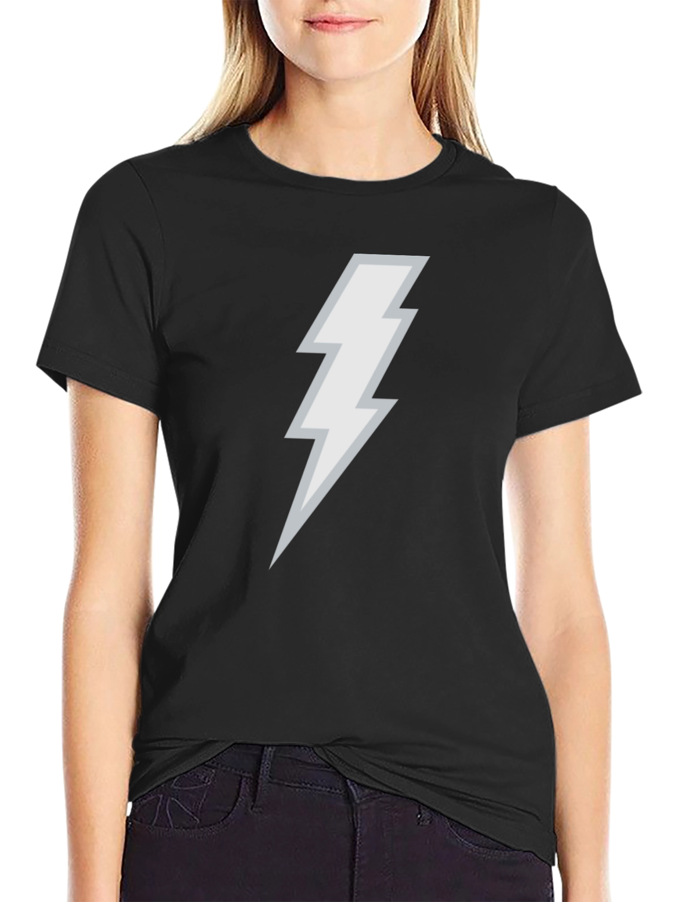 Lightning Bolt Graphic Tee - Black Cotton Blend