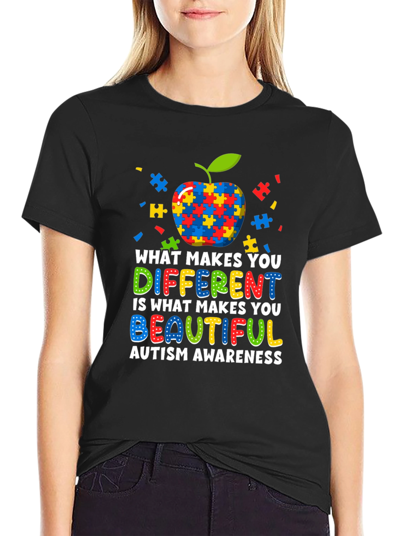 Autism Awareness Apple Puzzle T-Shirt