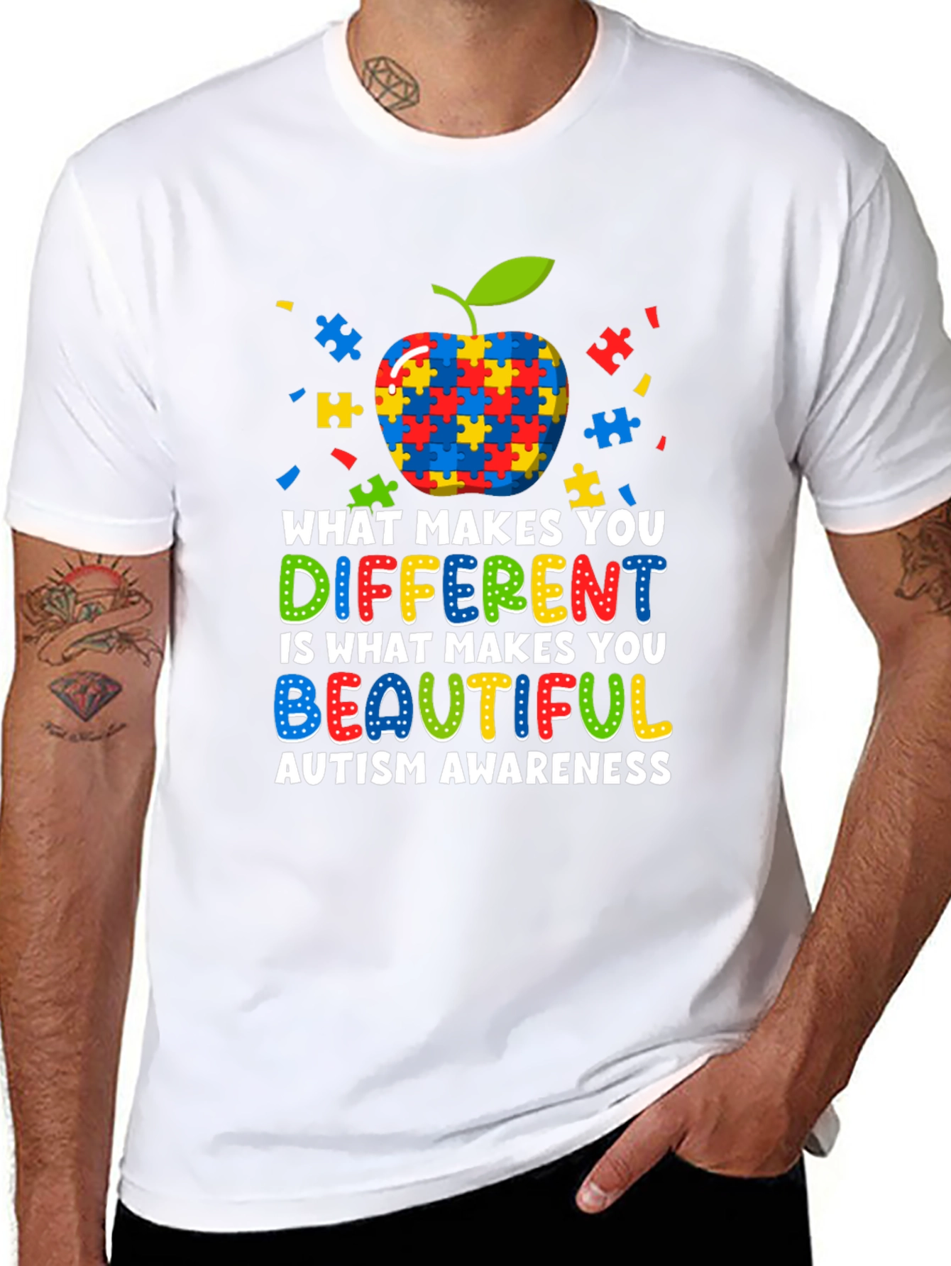Autism Awareness Apple Puzzle T-Shirt