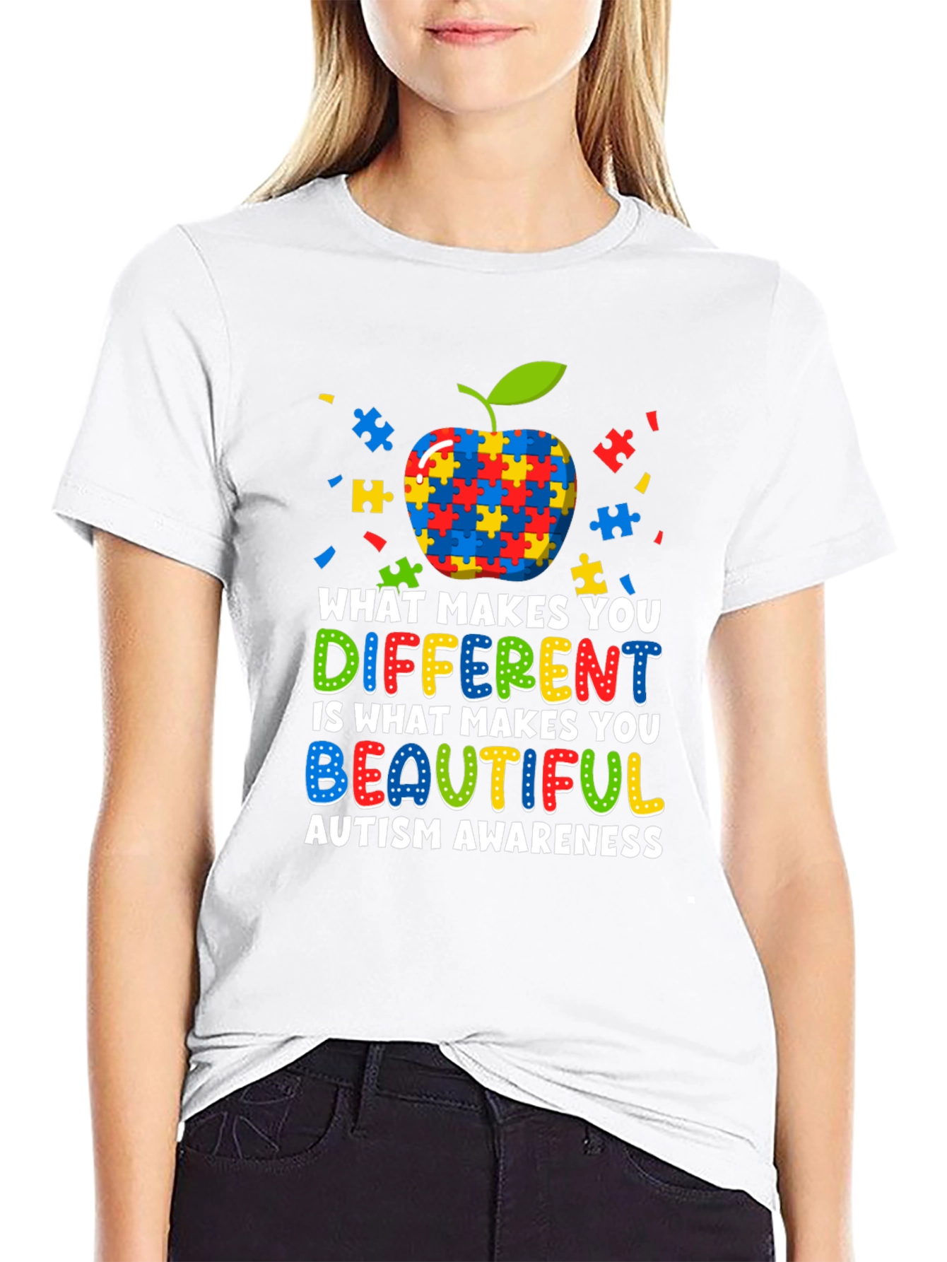 Autism Awareness Apple Puzzle T-Shirt