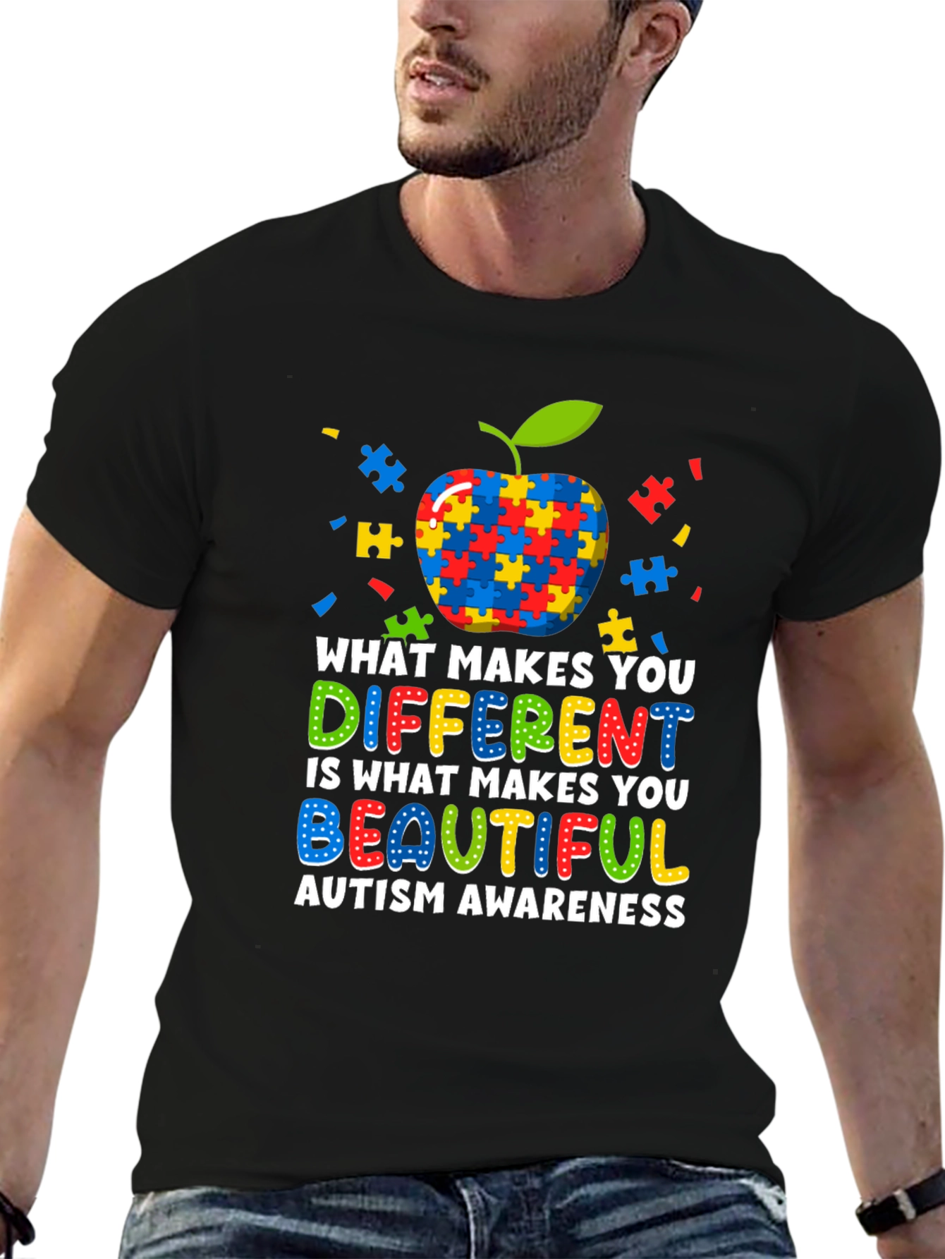 Autism Awareness Apple Puzzle T-Shirt