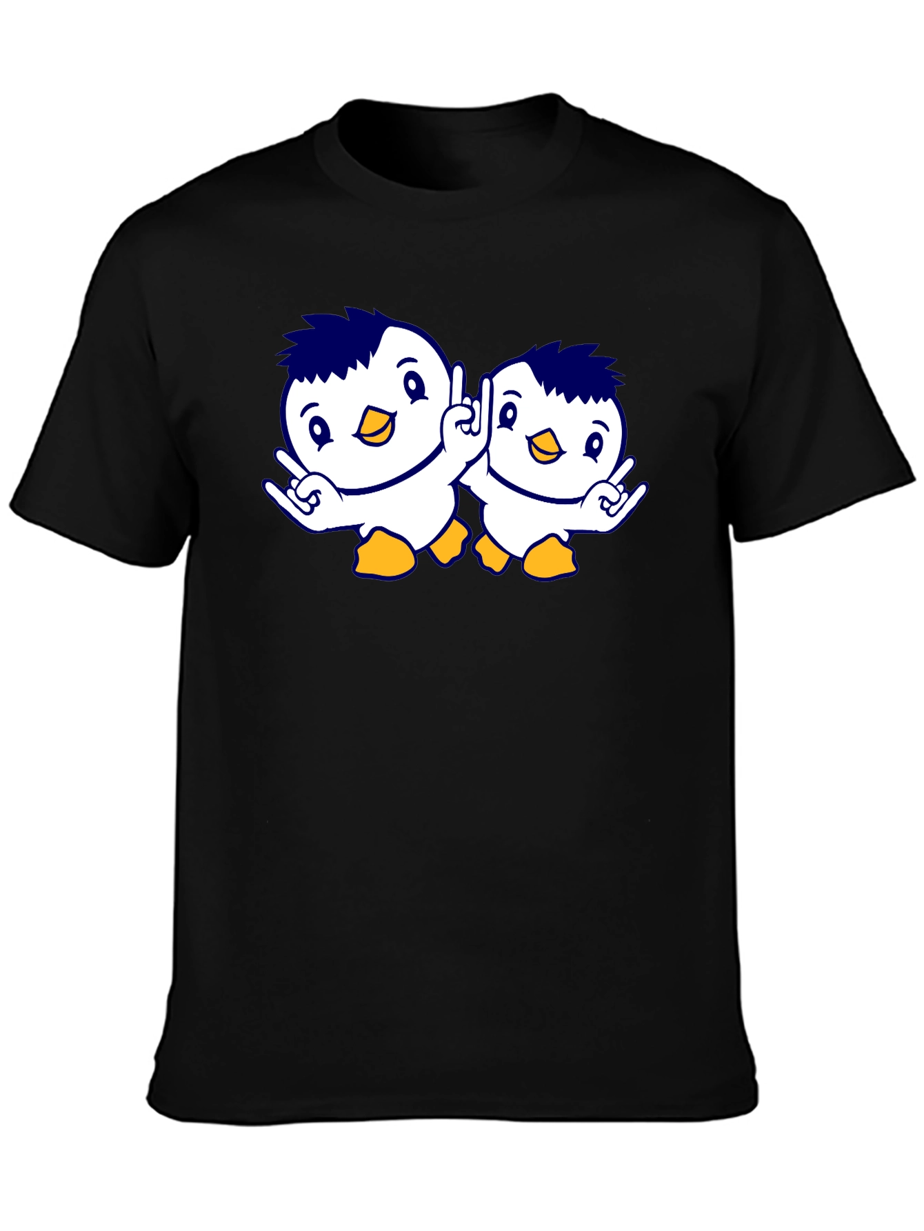 Cute Penguin Graphic Tee - Unisex Black T-Shirt