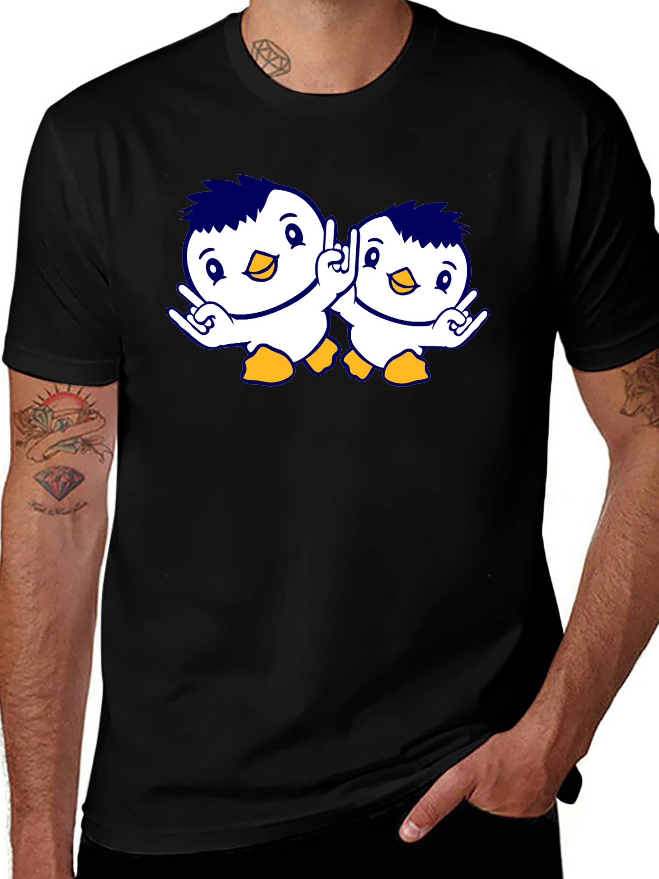 Cute Penguin Graphic Tee - Unisex Black T-Shirt