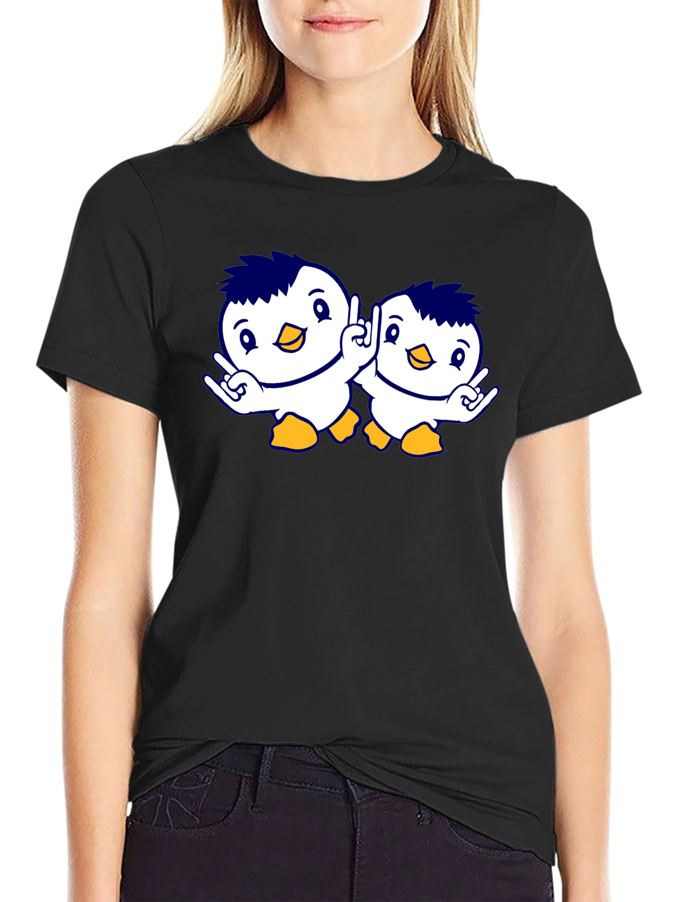Cute Penguin Graphic Tee - Unisex Black T-Shirt