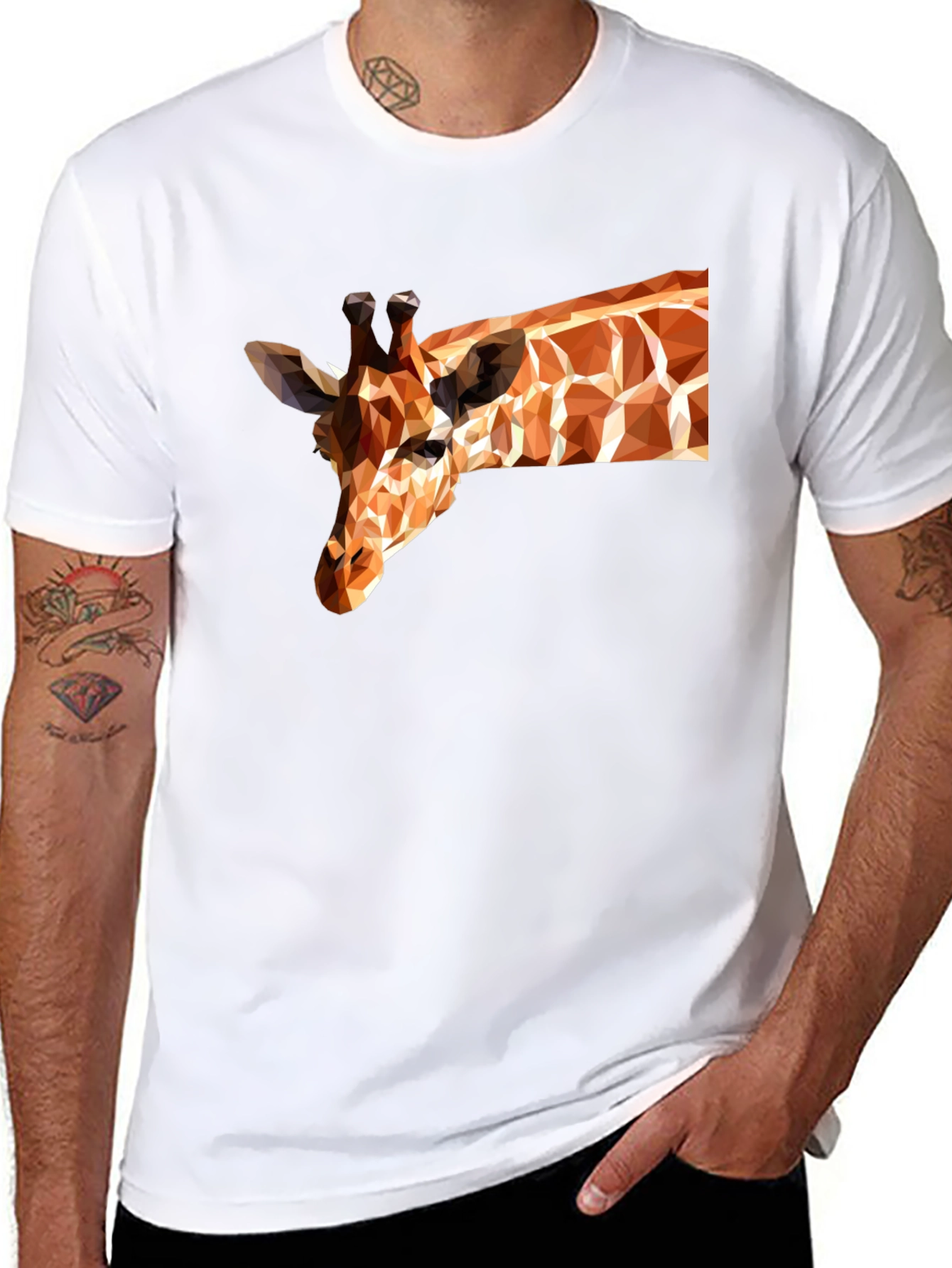 Geometric Giraffe Black T-Shirt - Modern Art Tee