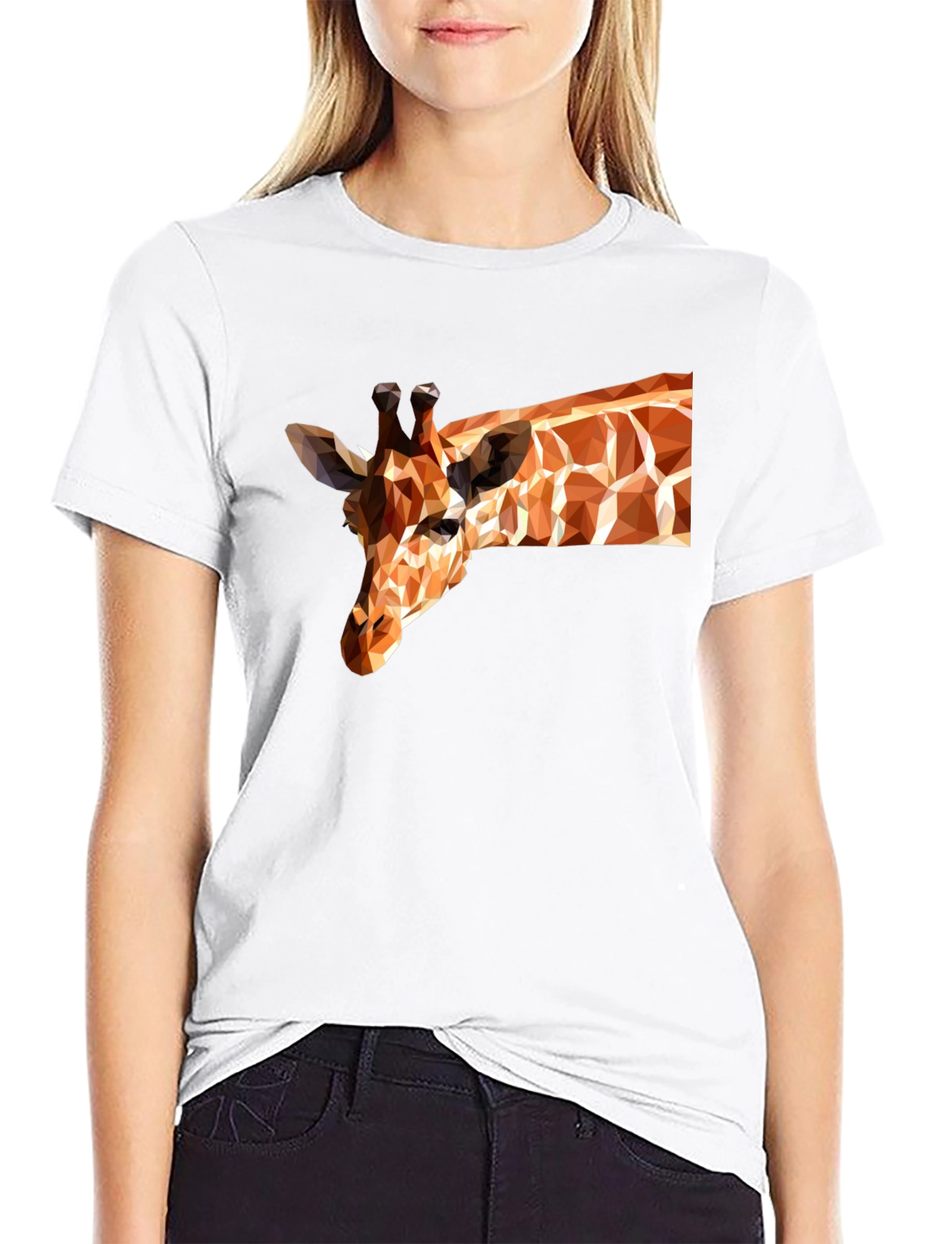 Geometric Giraffe Black T-Shirt - Modern Art Tee