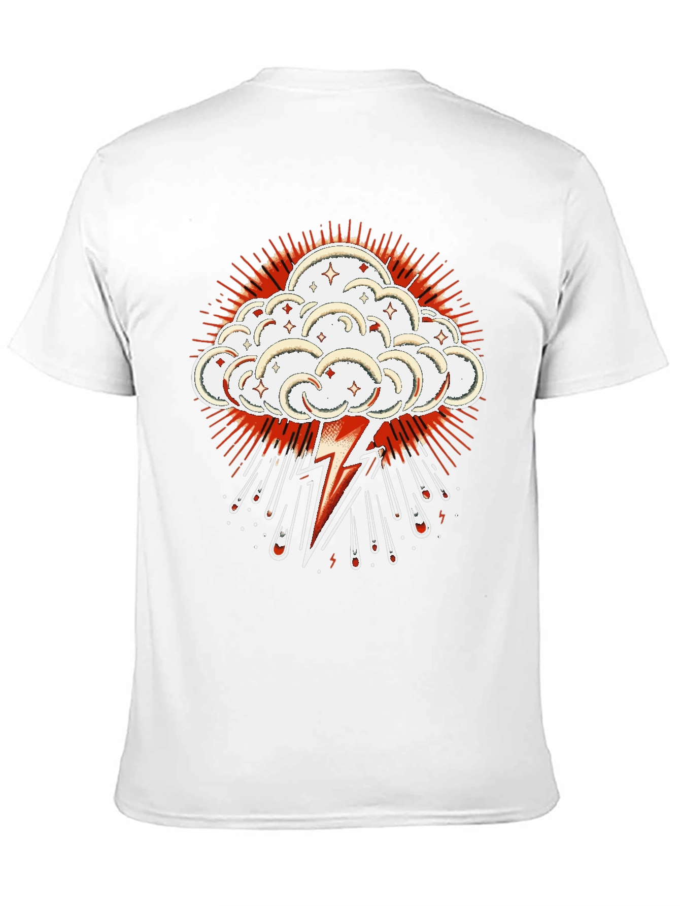 Black T-Shirt with Lightning Cloud Graphic
