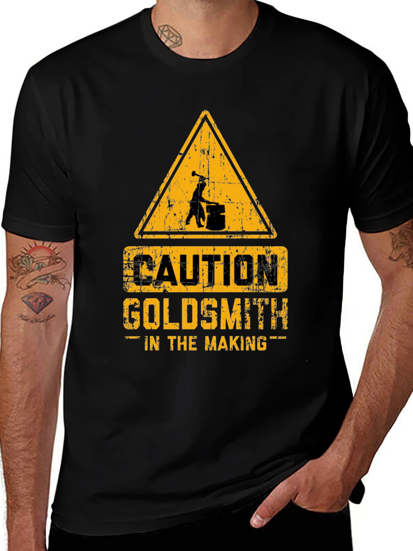 Caution Goldsmith in the Making Black T-Shirt