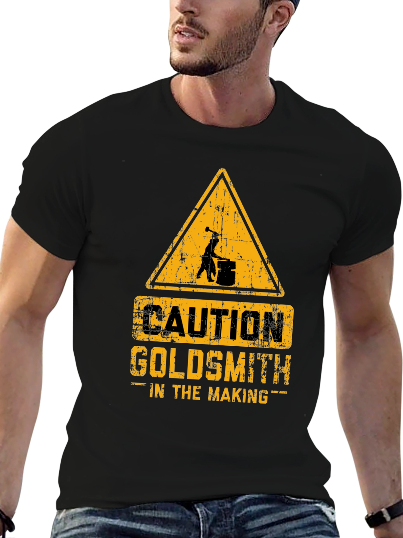 Caution Goldsmith in the Making Black T-Shirt