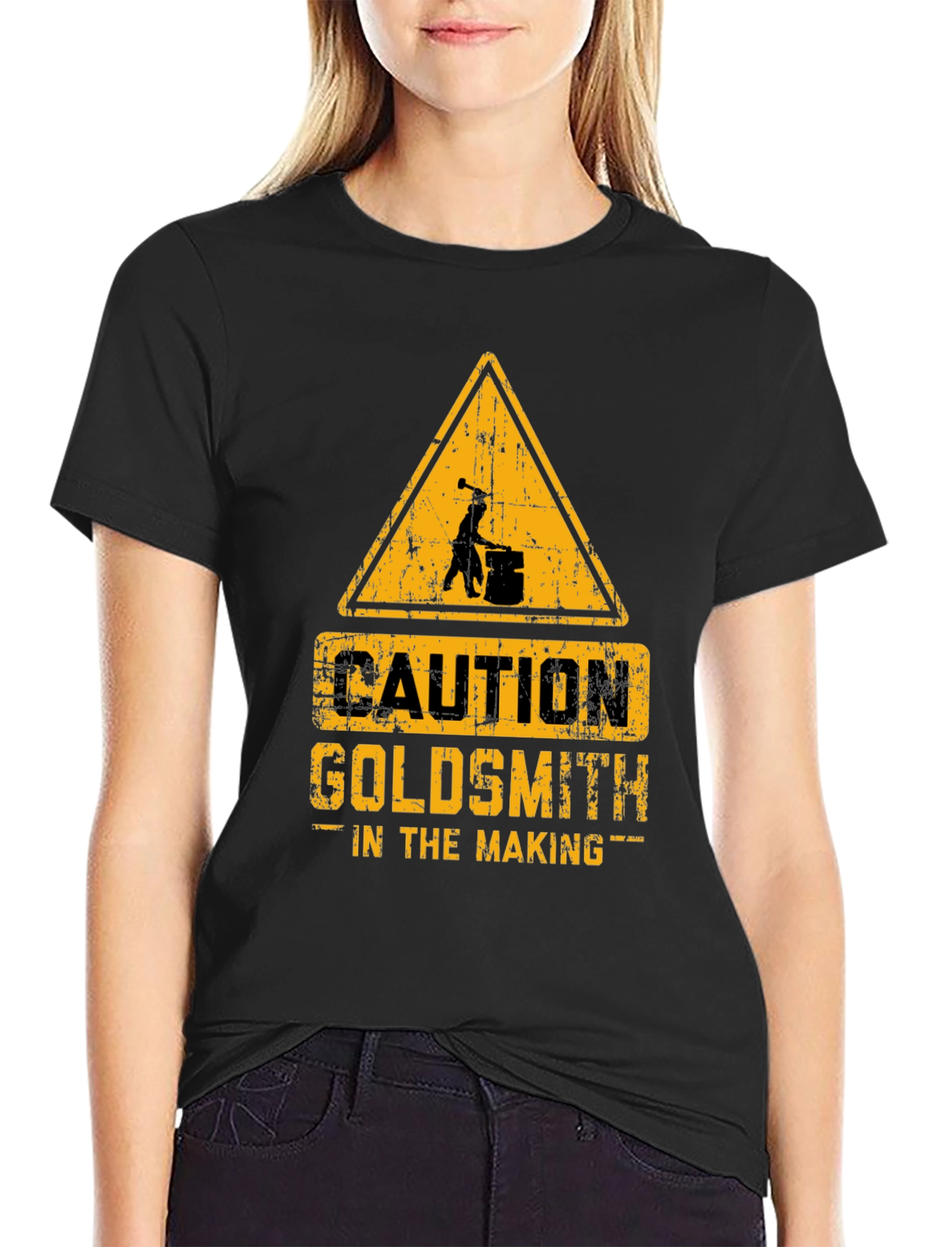 Caution Goldsmith in the Making Black T-Shirt