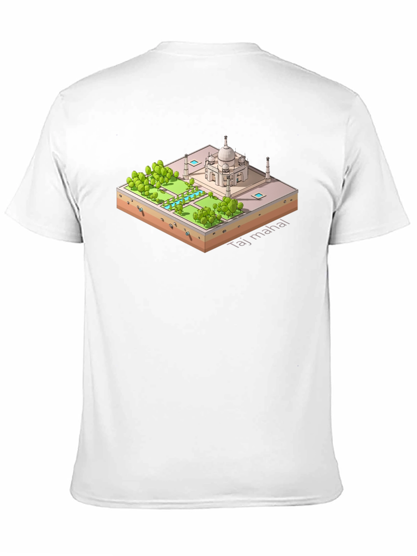 Taj Mahal Isometric Art Black T-Shirt