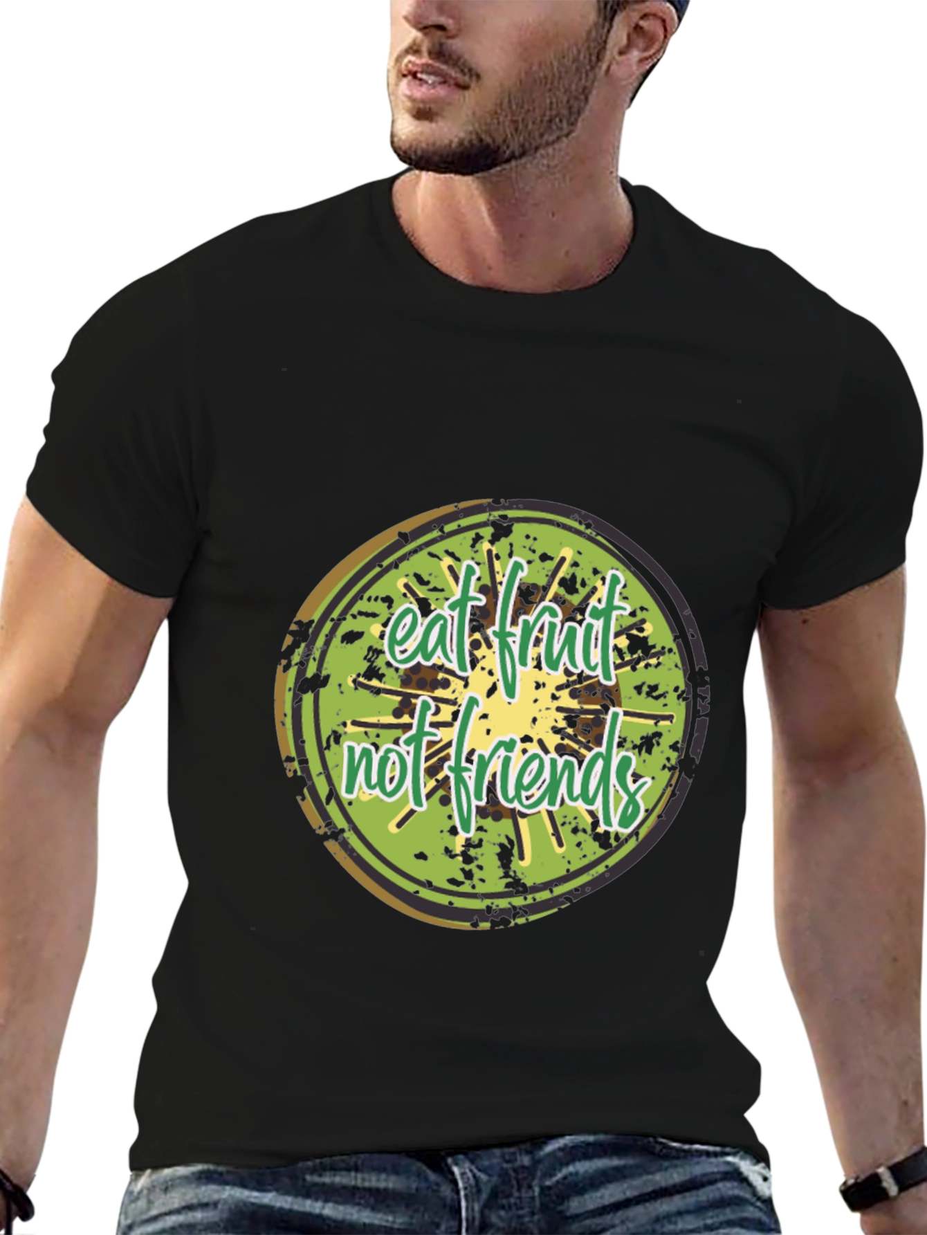Eat Fruit Not Friends Graphic Tee - Black