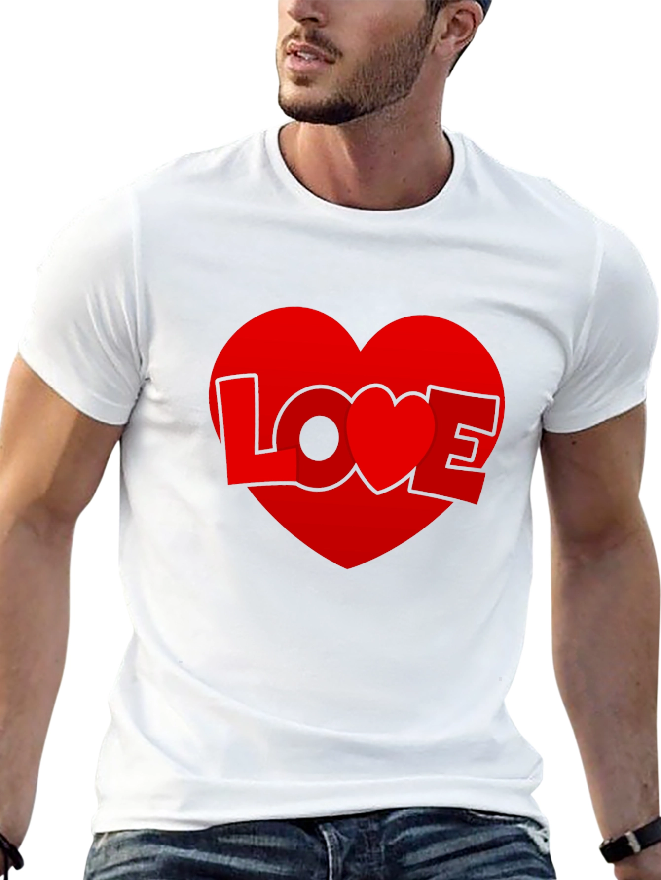 Love Heart Graphic Tee - Black Casual T-Shirt