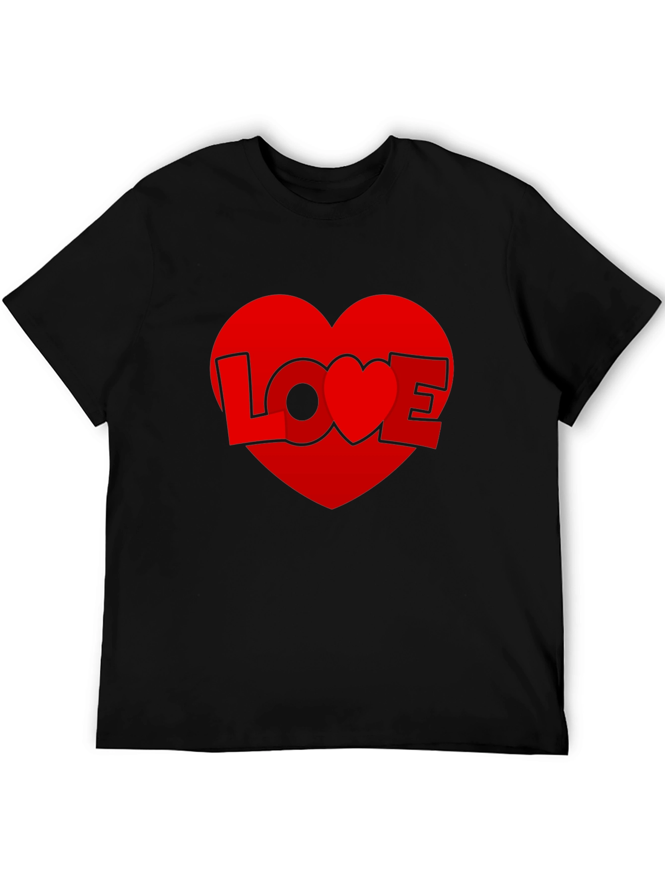 Love Heart Graphic Tee - Black Casual T-Shirt