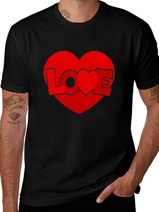 Love Heart Graphic Tee - Black Casual T-Shirt
