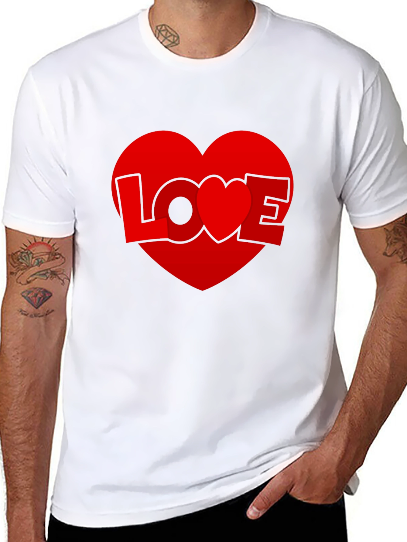 Love Heart Graphic Tee - Black Casual T-Shirt