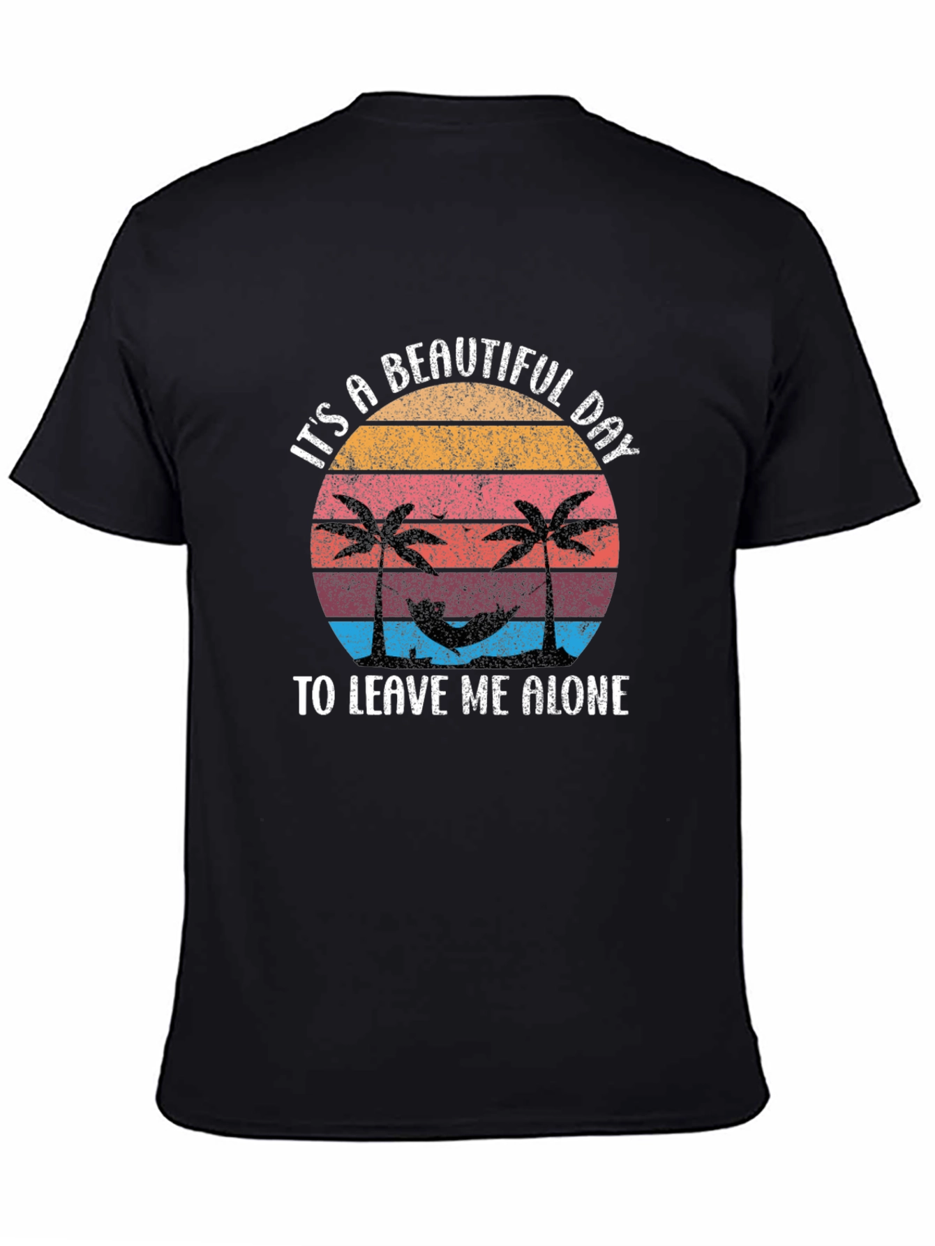 Tropical Beach Leave Me Alone Black T-Shirt