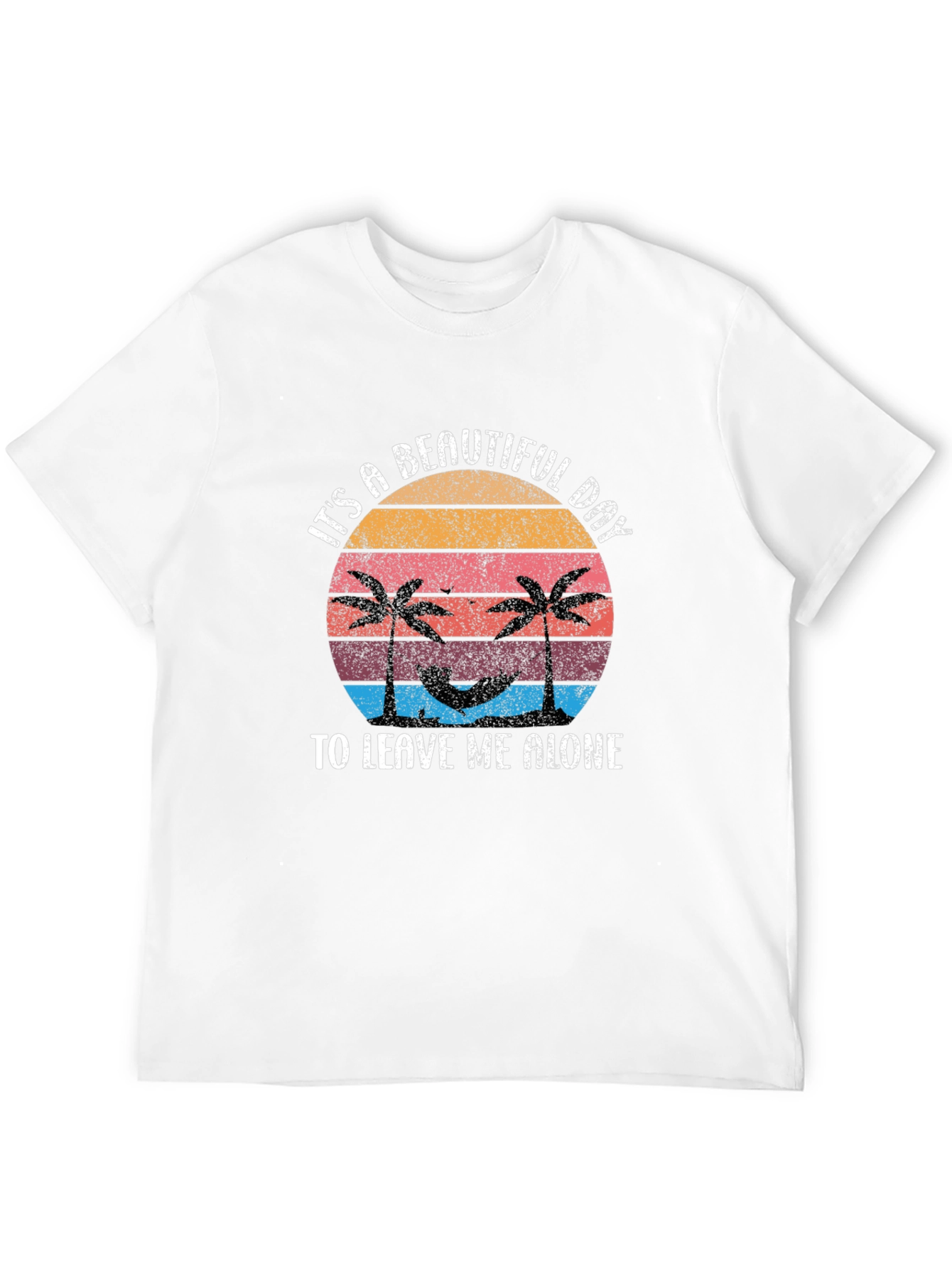 Tropical Beach Leave Me Alone Black T-Shirt