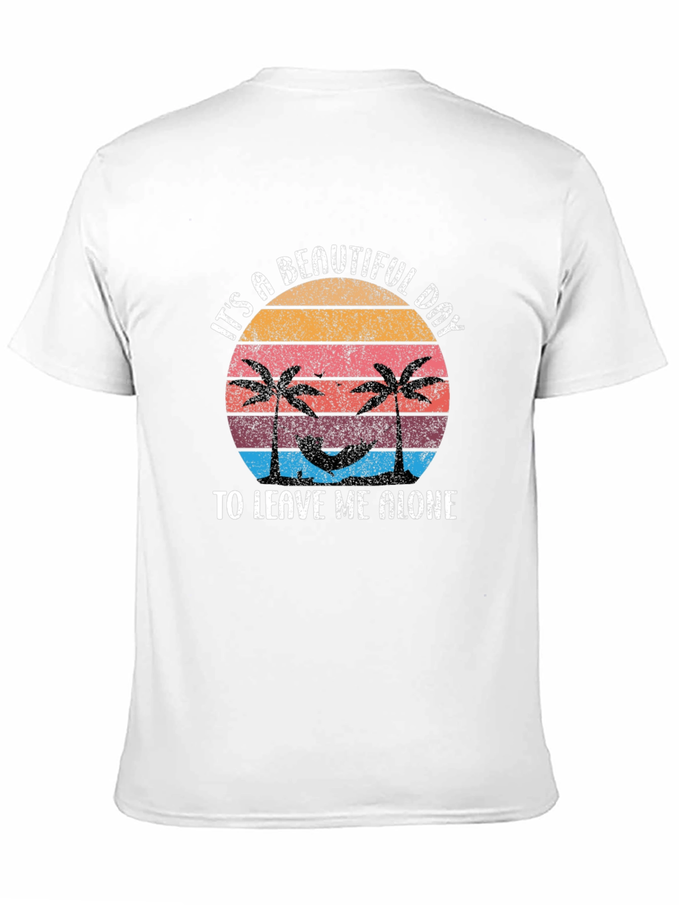Tropical Beach Leave Me Alone Black T-Shirt