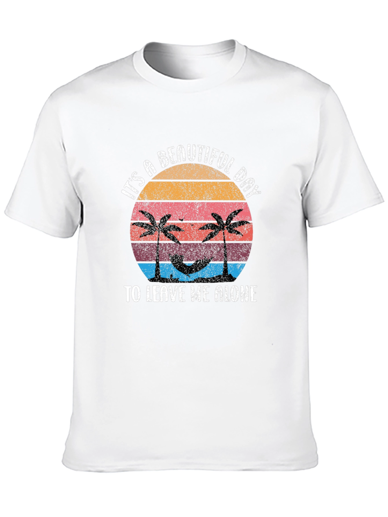 Tropical Beach Leave Me Alone Black T-Shirt