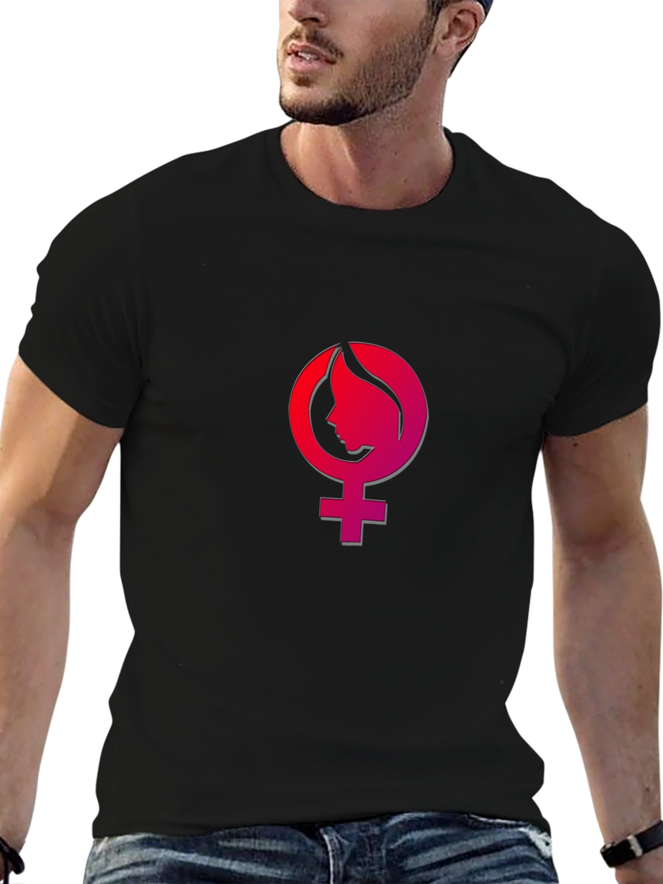 Feminist Venus Symbol T-Shirt - Stylish Black Tee