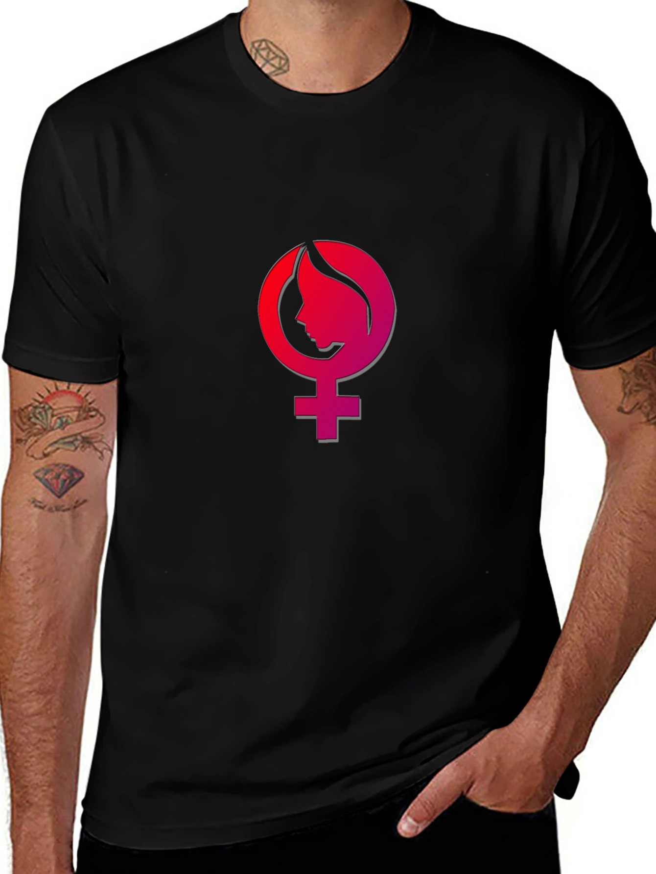 Feminist Venus Symbol T-Shirt - Stylish Black Tee