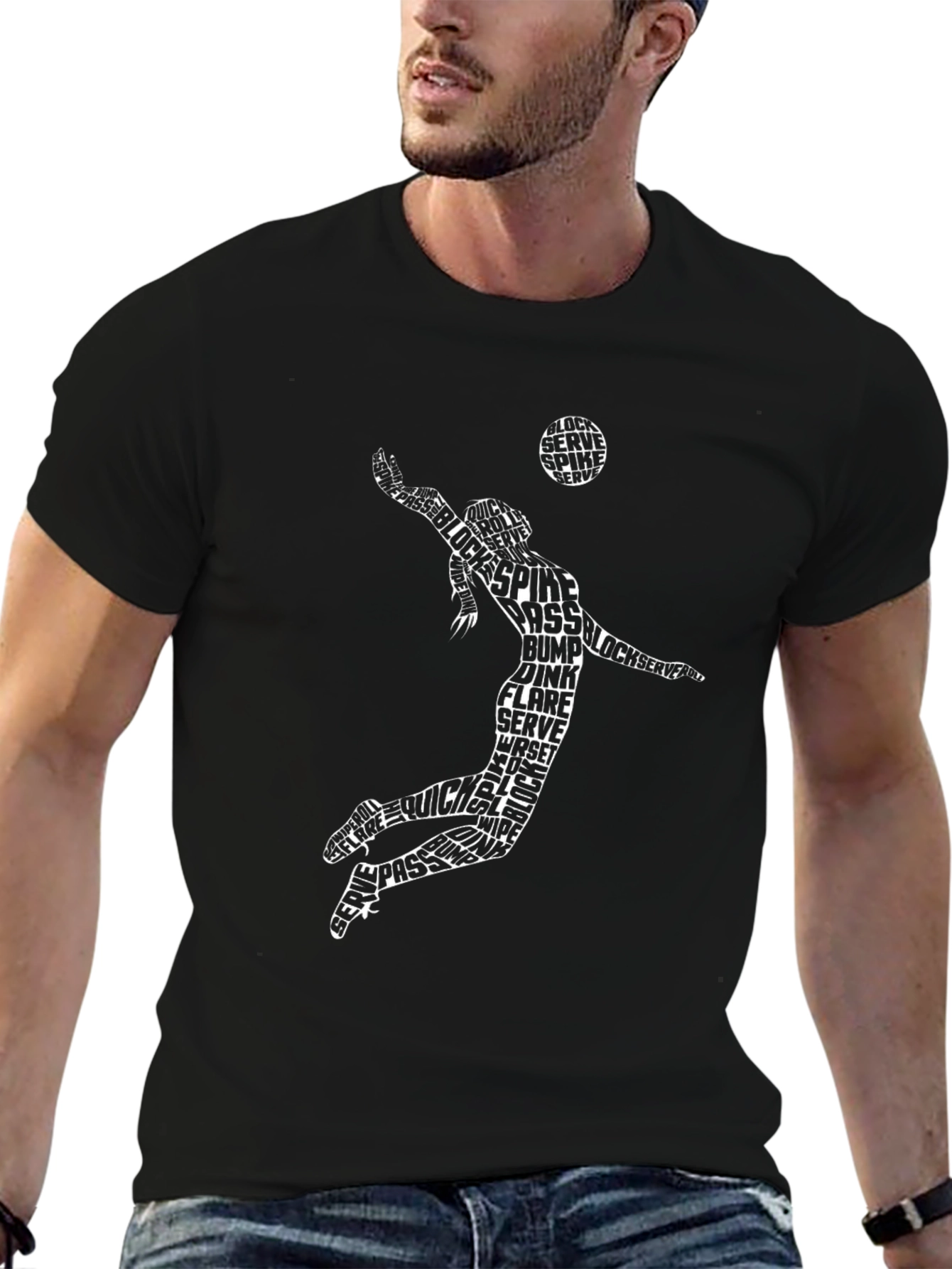 Volleyball Player Word Art Graphic Tee