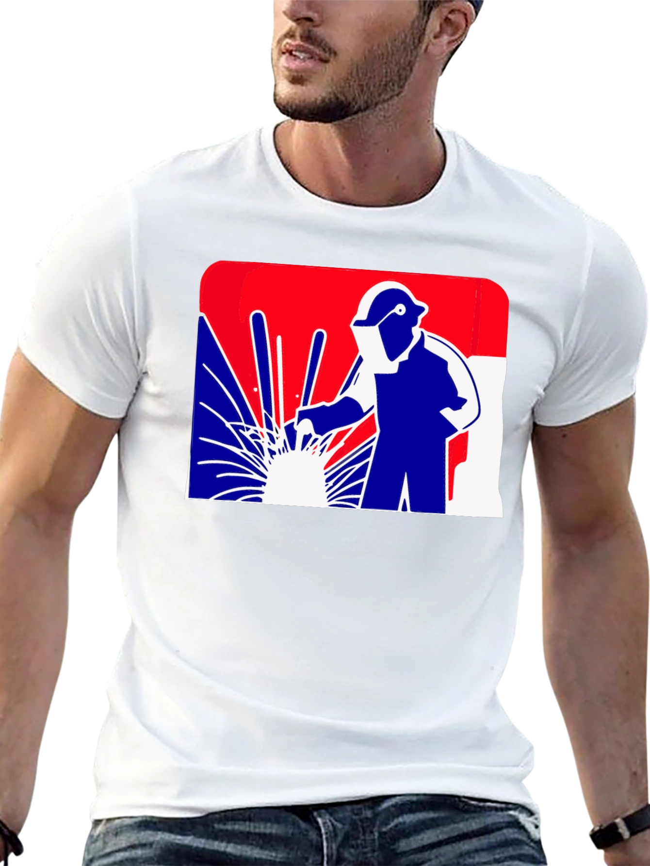 Welder Graphic T-Shirt - Patriotic Design