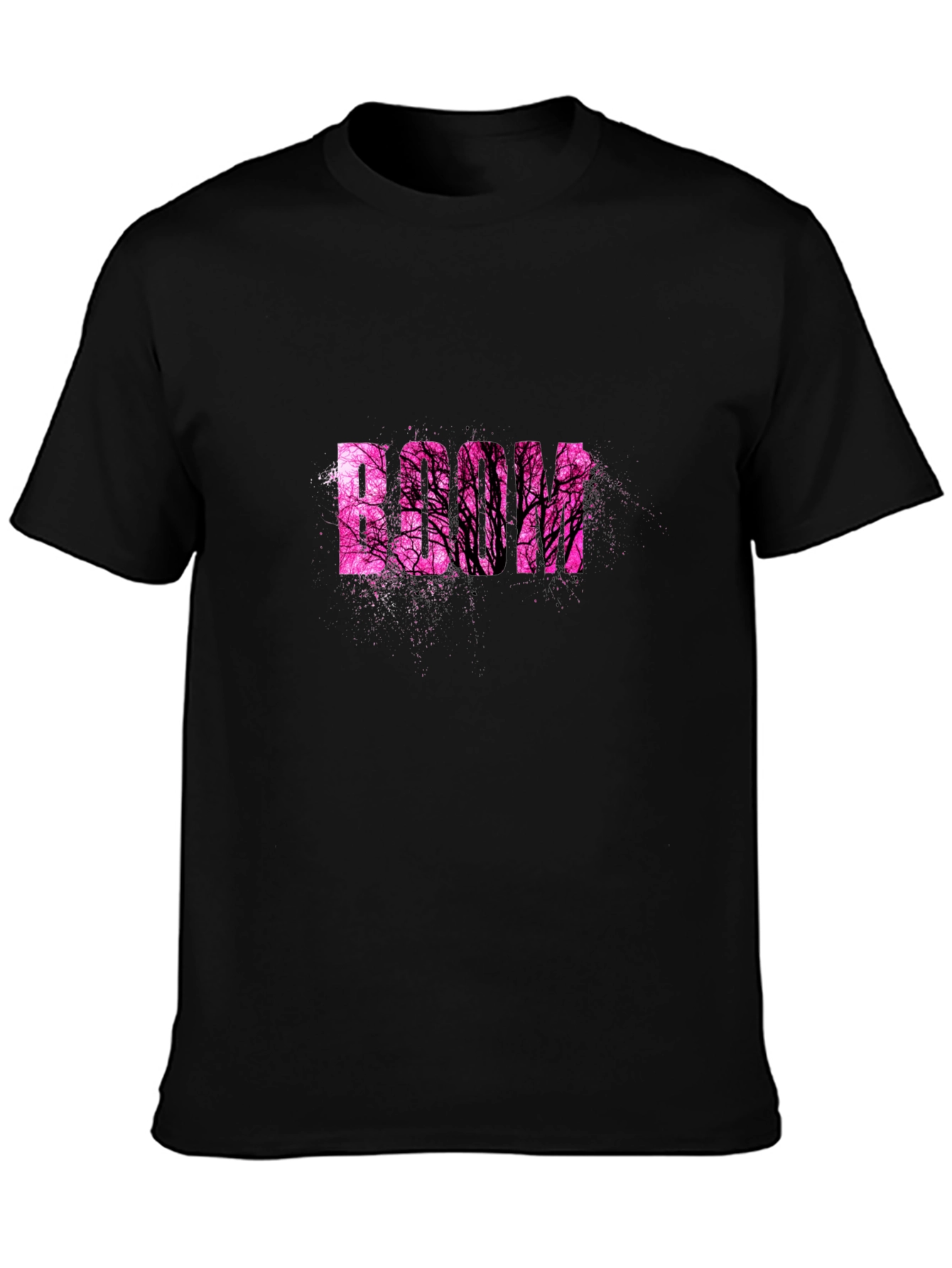 Stylish Black T-Shirt with Pink Tree Graphic