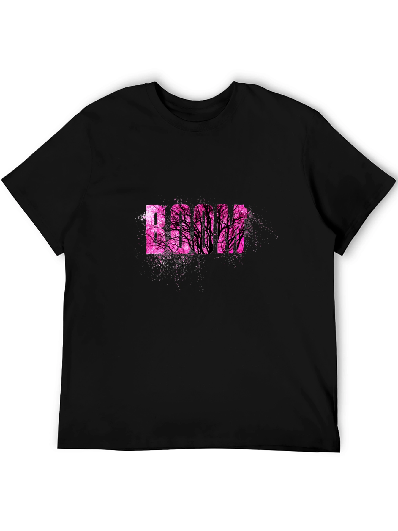 Stylish Black T-Shirt with Pink Tree Graphic