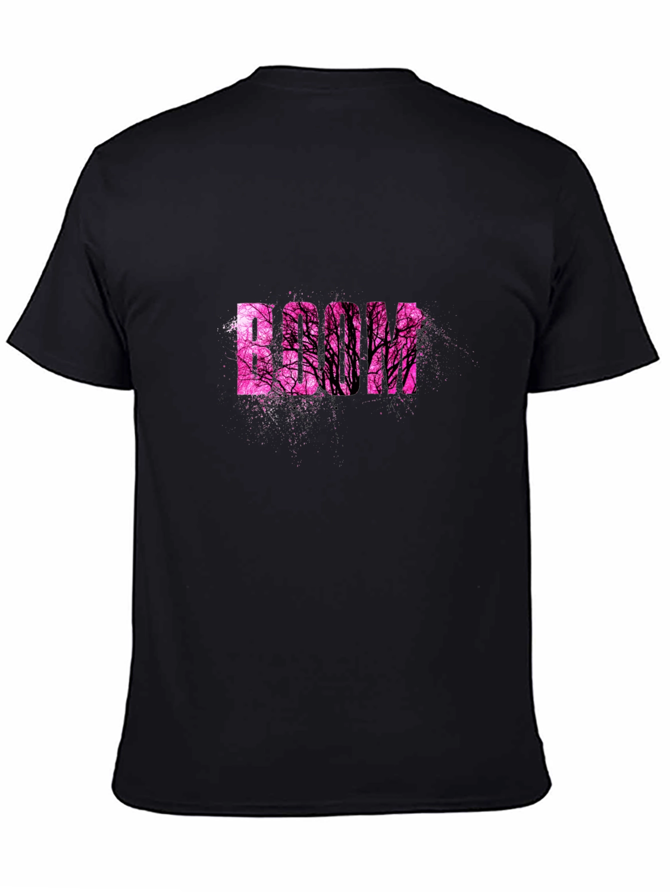 Stylish Black T-Shirt with Pink Tree Graphic