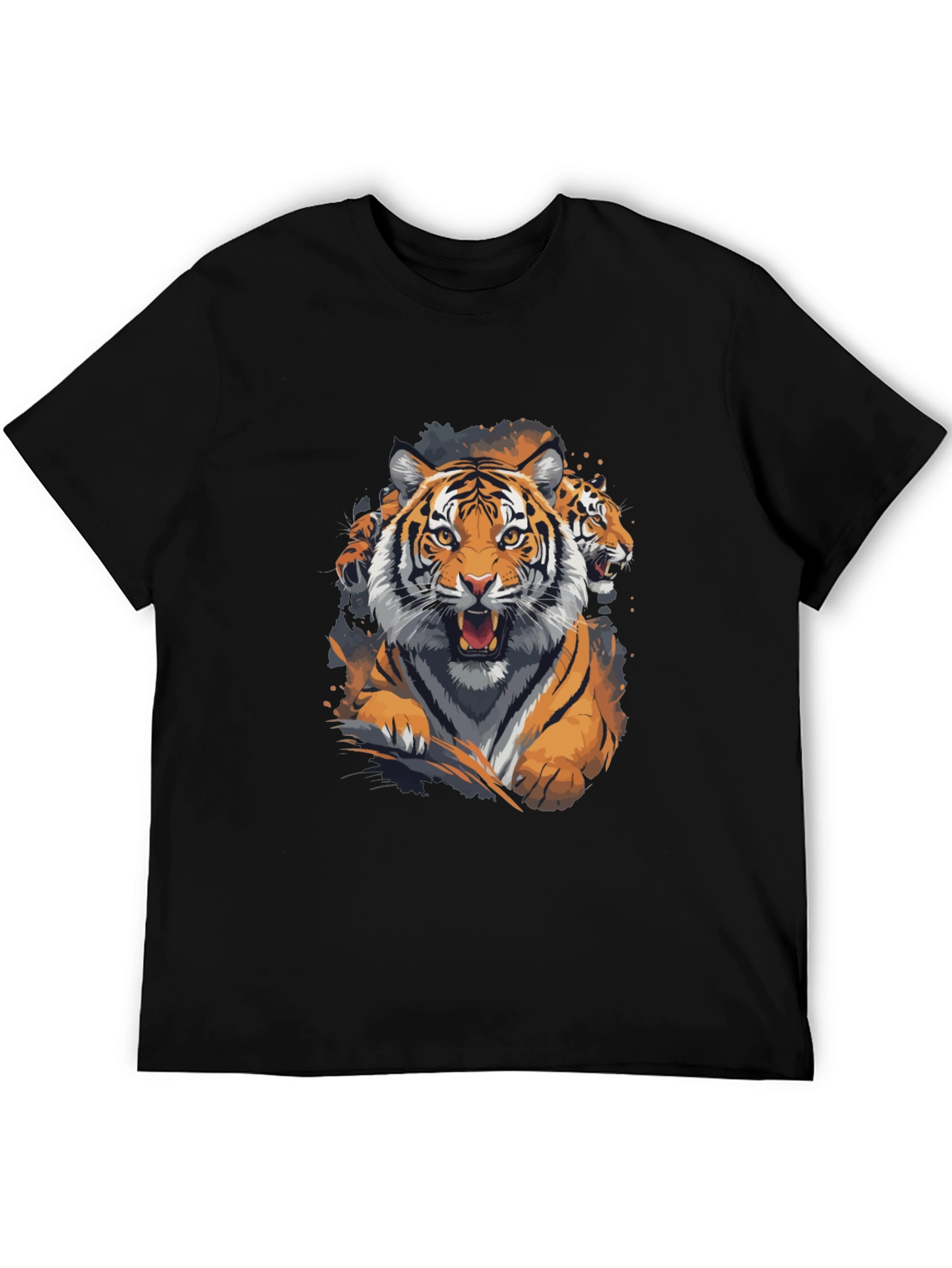Tiger Graphic Print Crew Neck T-Shirt