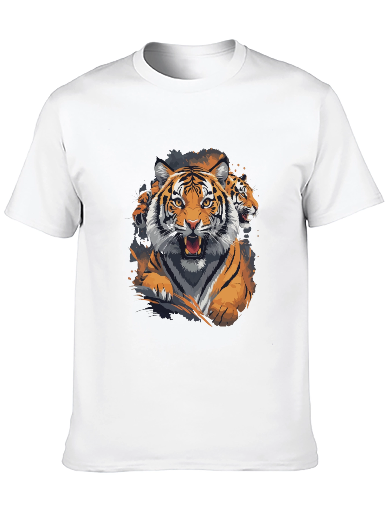 Tiger Graphic Print Crew Neck T-Shirt