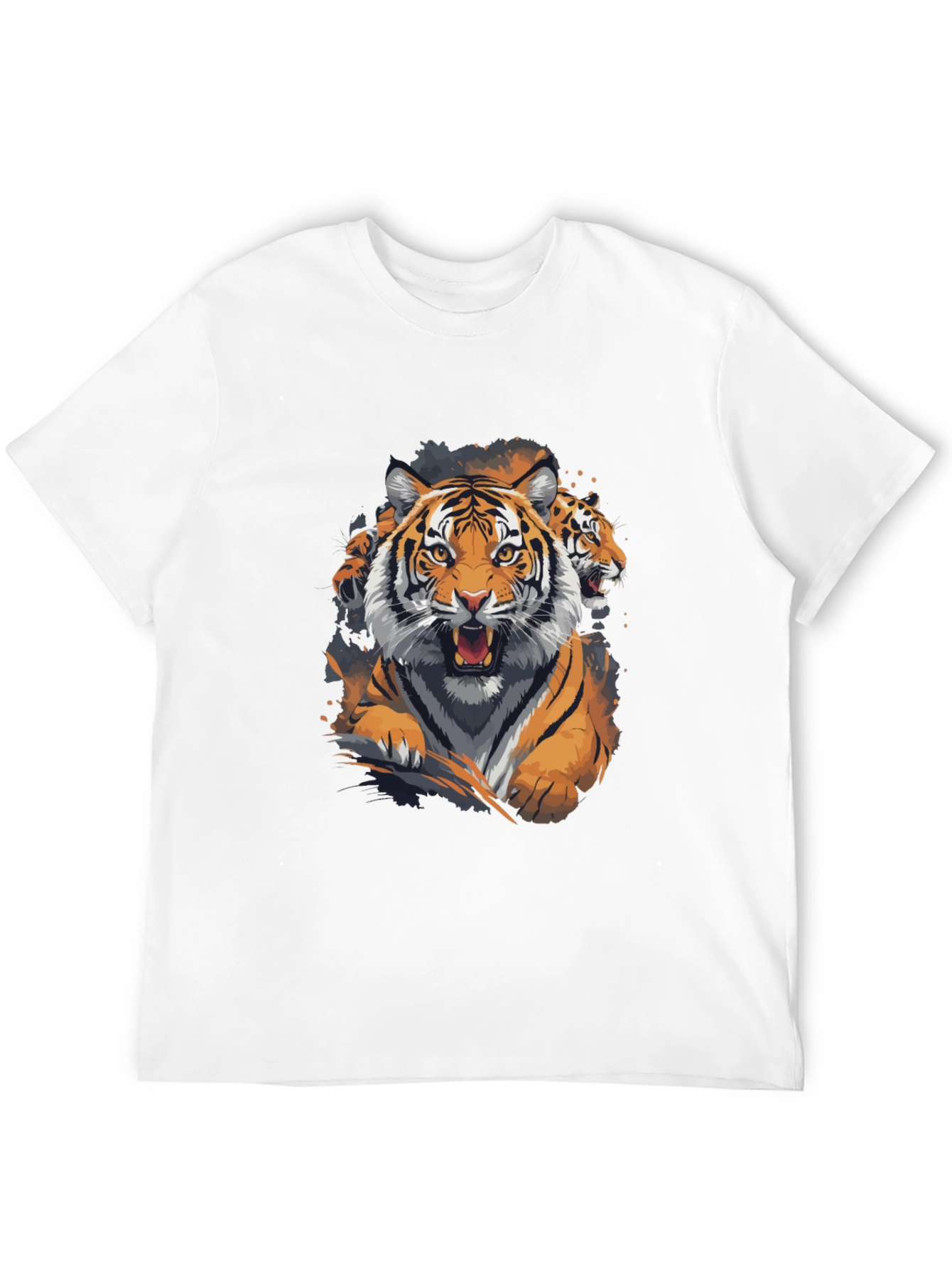 Tiger Graphic Print Crew Neck T-Shirt