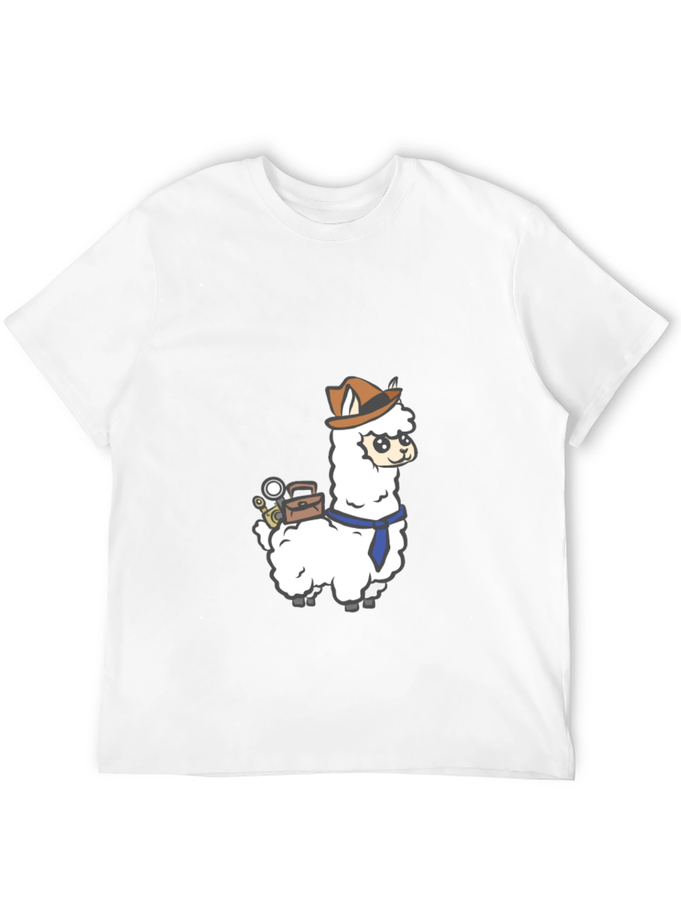 Detective Llama Graphic Tee - Black Cotton T-Shirt