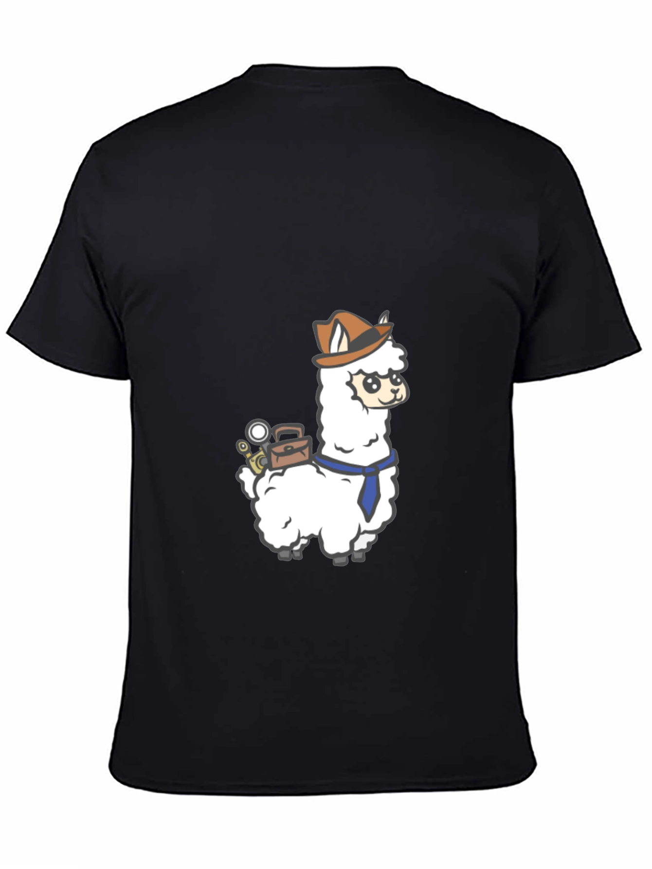 Detective Llama Graphic Tee - Black Cotton T-Shirt