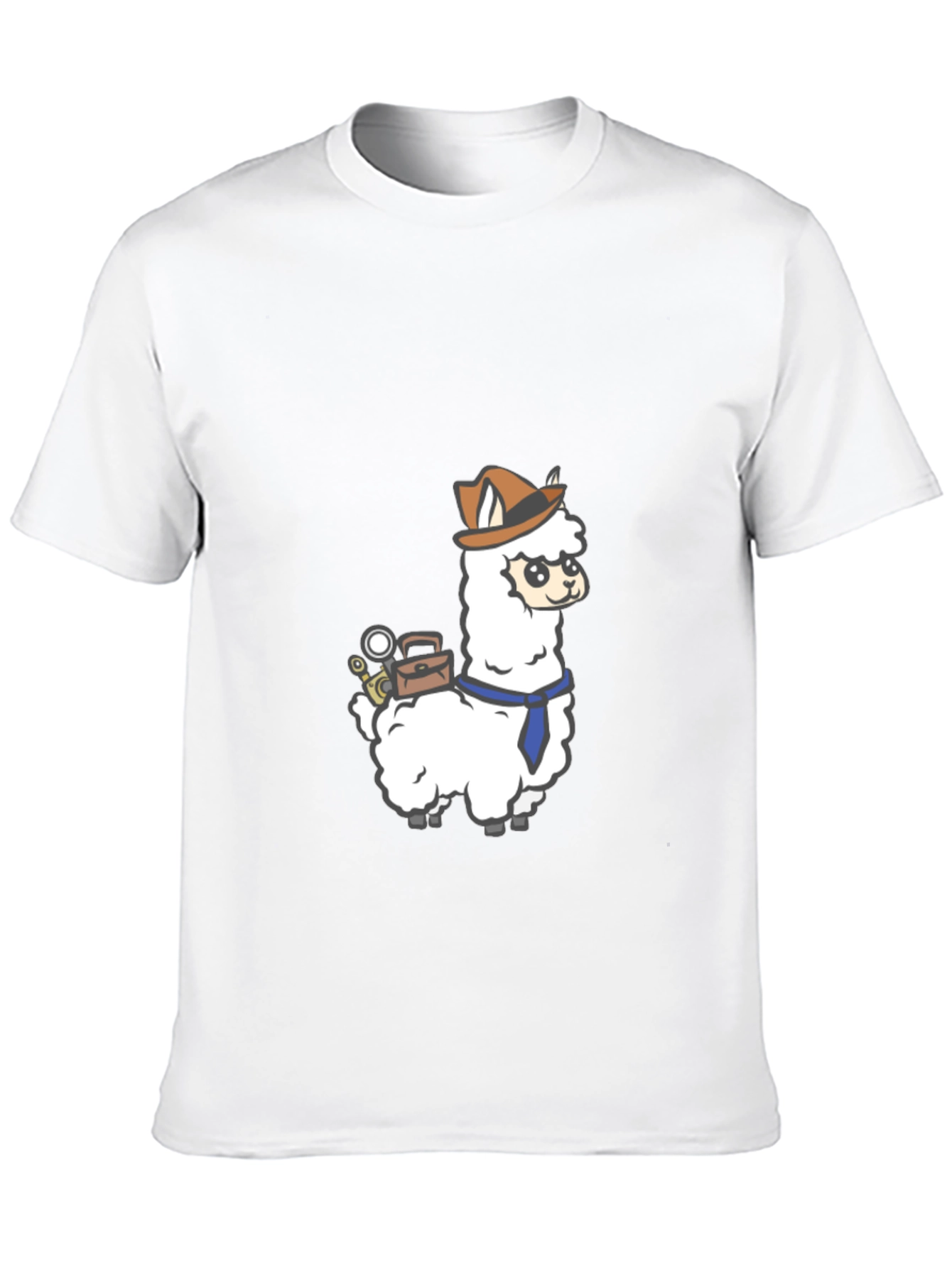 Detective Llama Graphic Tee - Black Cotton T-Shirt