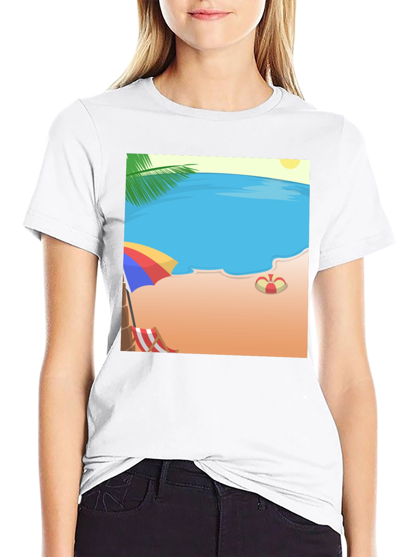 Beach Cartoon Graphic T-Shirt