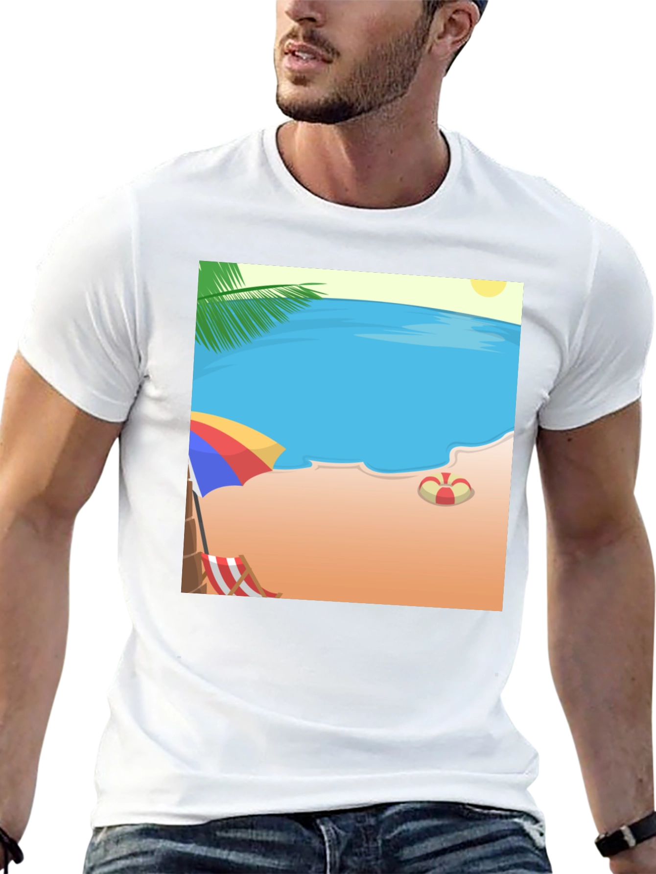 Beach Cartoon Graphic T-Shirt