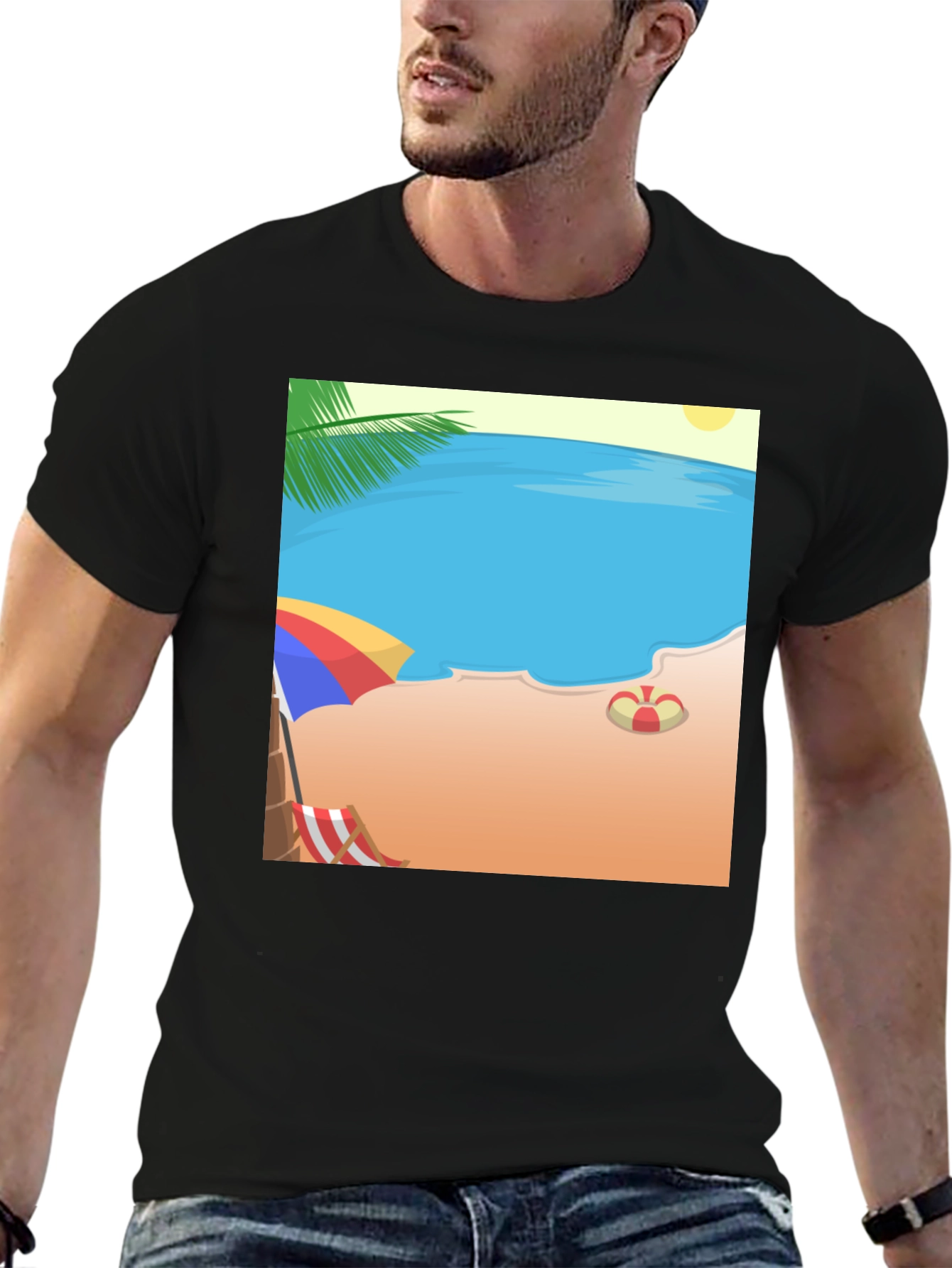 Beach Cartoon Graphic T-Shirt