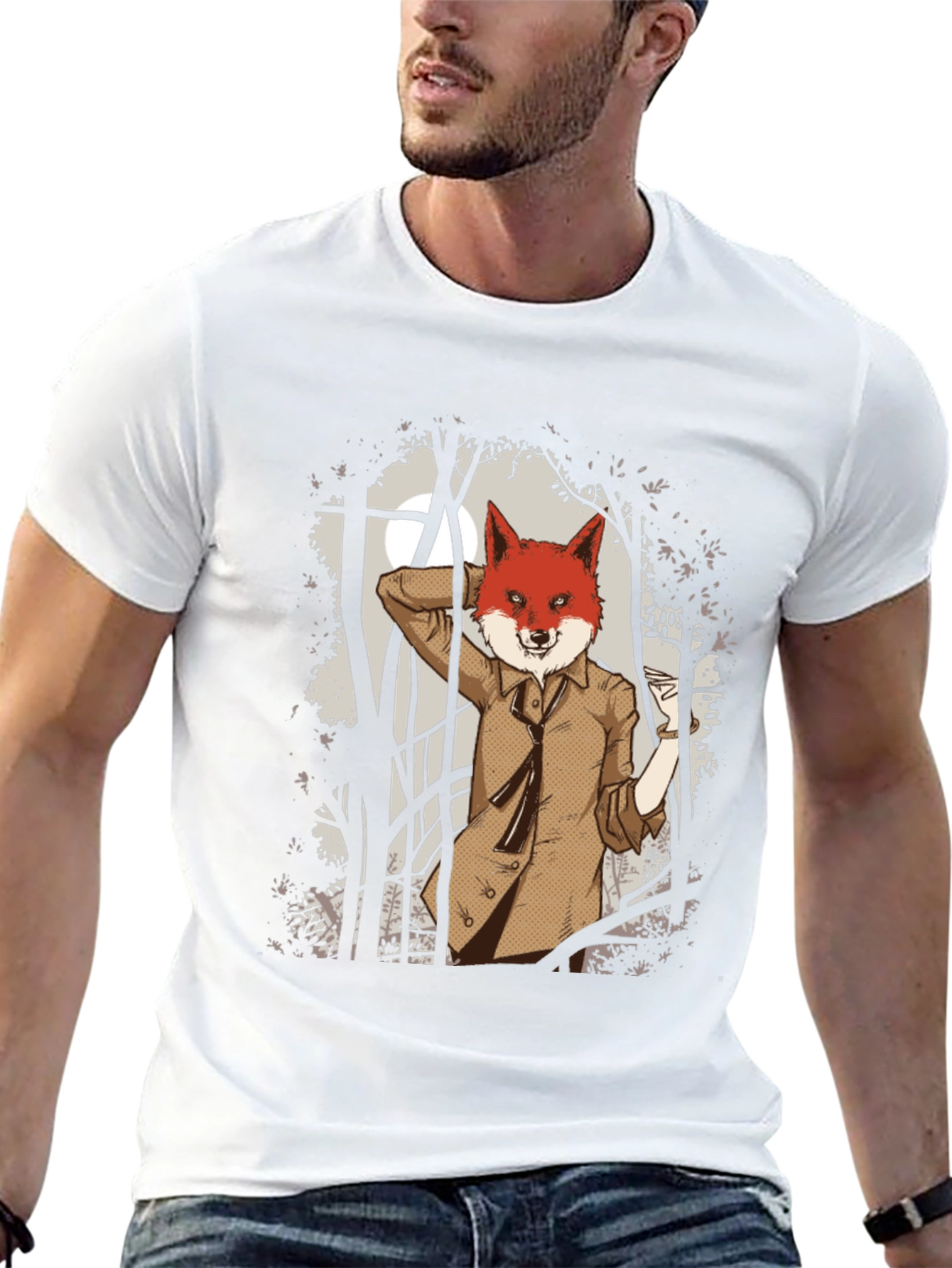 Fox Gentleman Graphic T-Shirt - Unique Forest Design