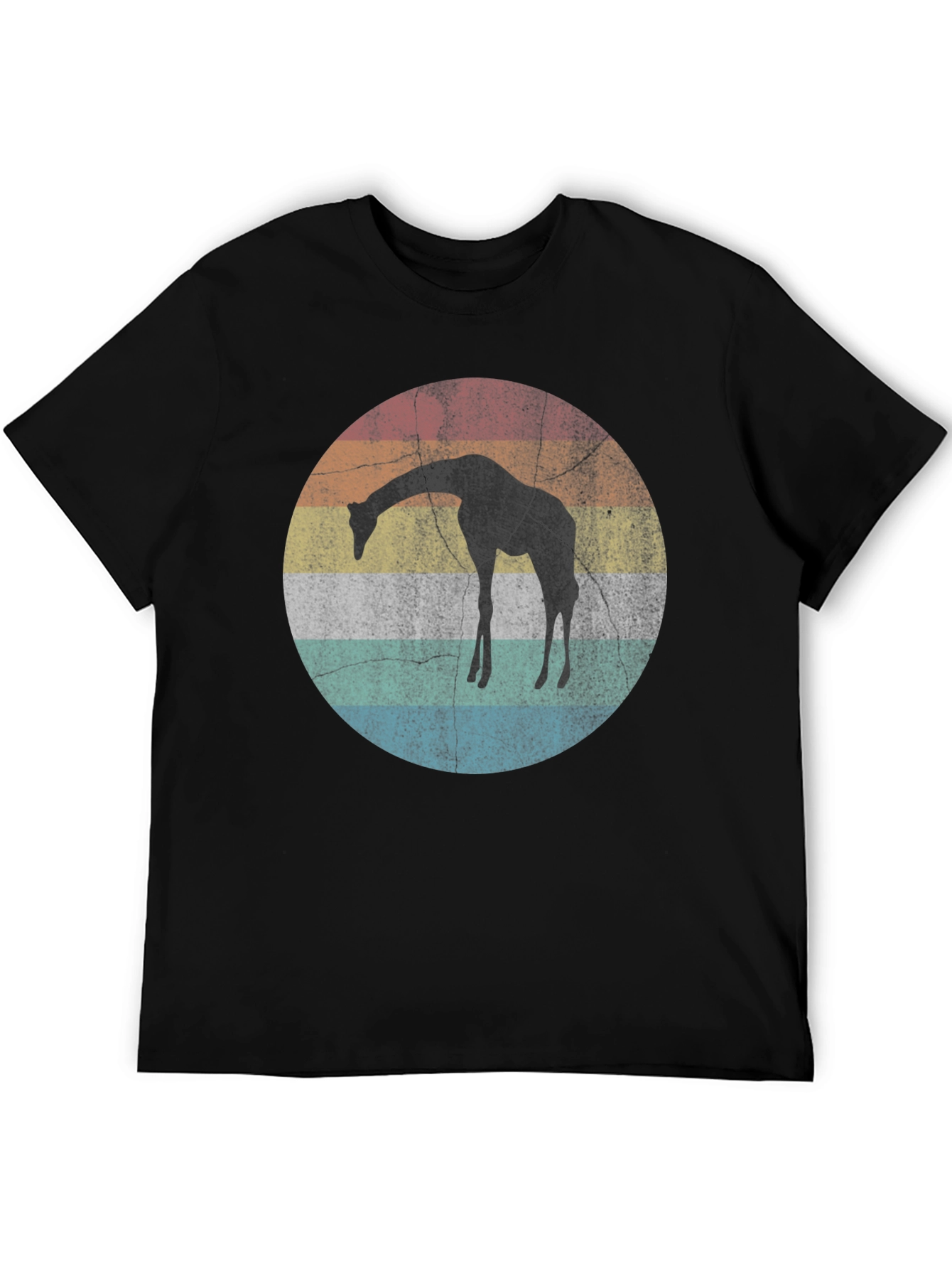Retro Giraffe Sunset Graphic T-Shirt