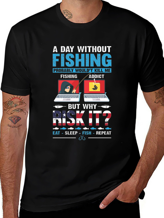 Funny Fishing Addict Graphic T-Shirt