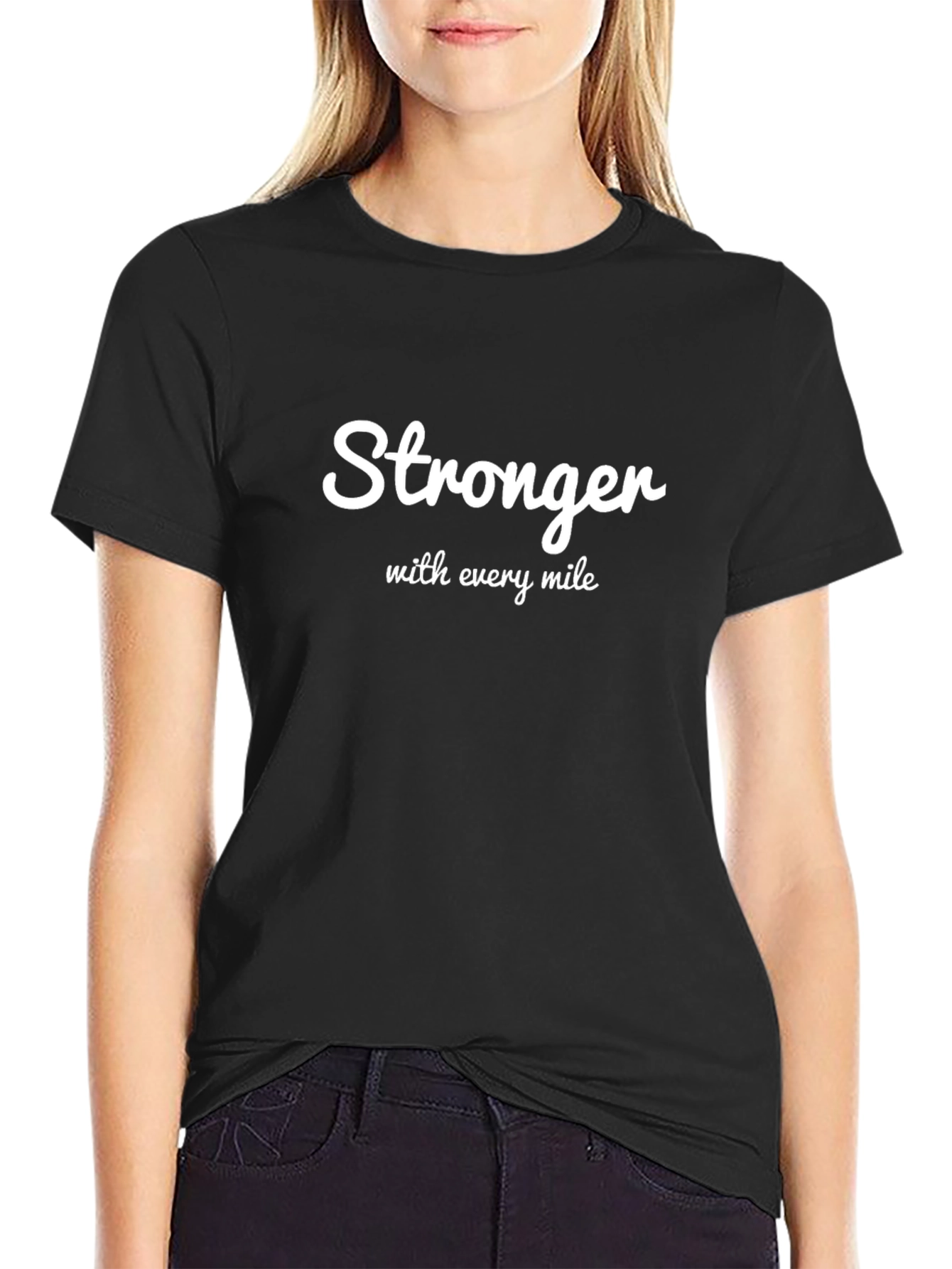 Stronger With Every Mile Black T-Shirt