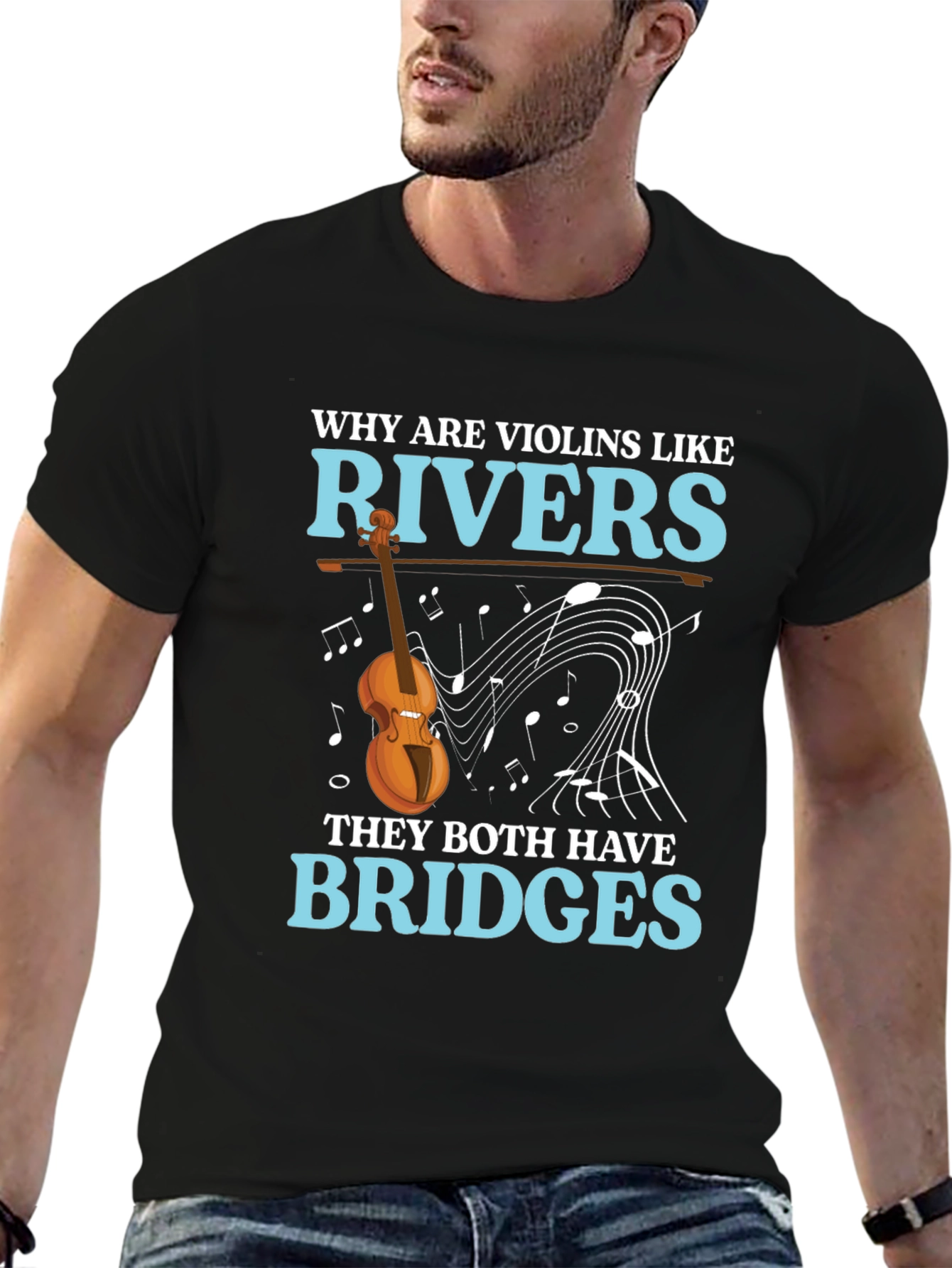 Violin & River Pun T-Shirt - Bridges Humor