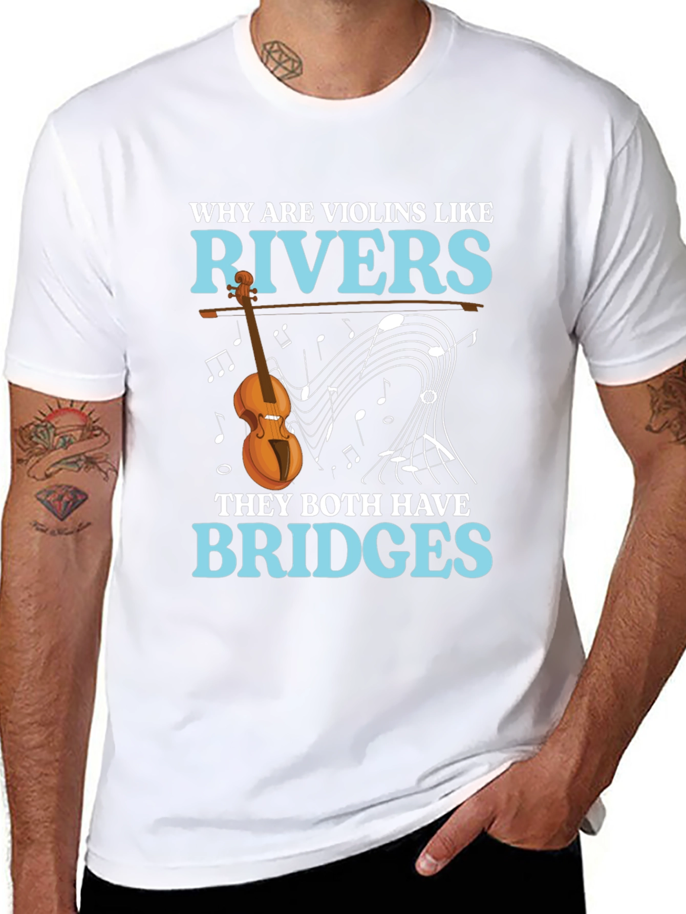 Violin & River Pun T-Shirt - Bridges Humor