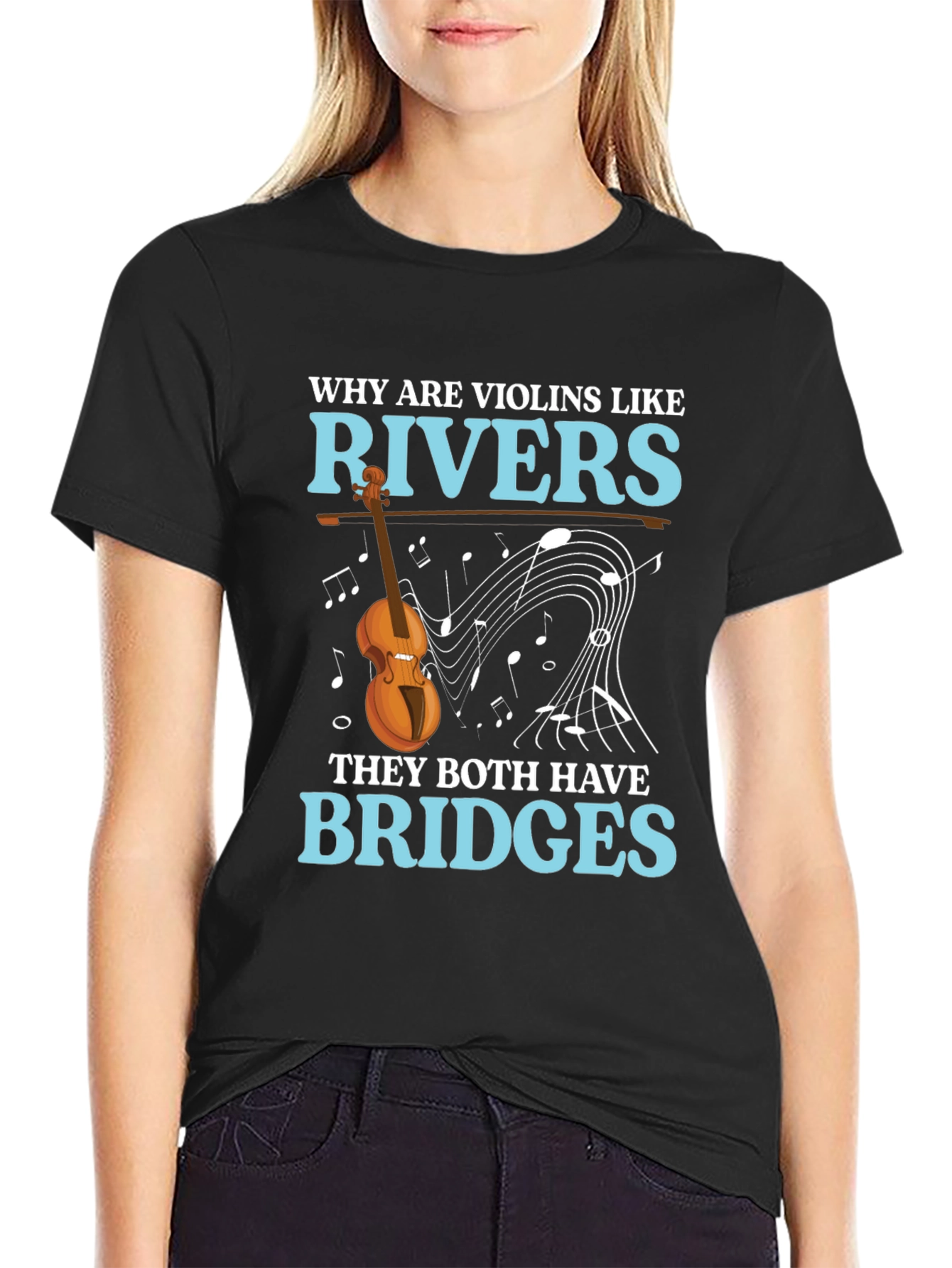 Violin & River Pun T-Shirt - Bridges Humor