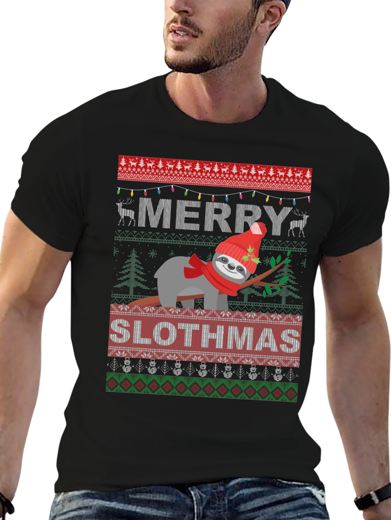 Merry Slothmas Ugly Christmas T-Shirt