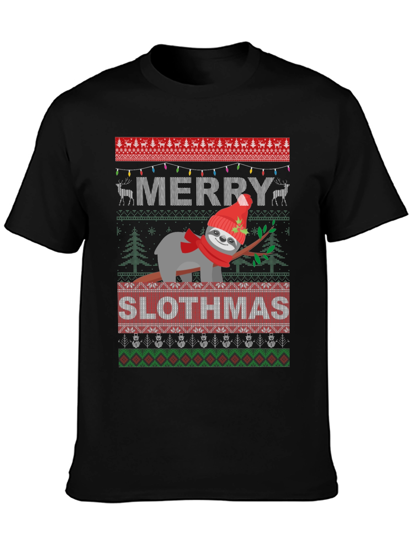 Merry Slothmas Ugly Christmas T-Shirt