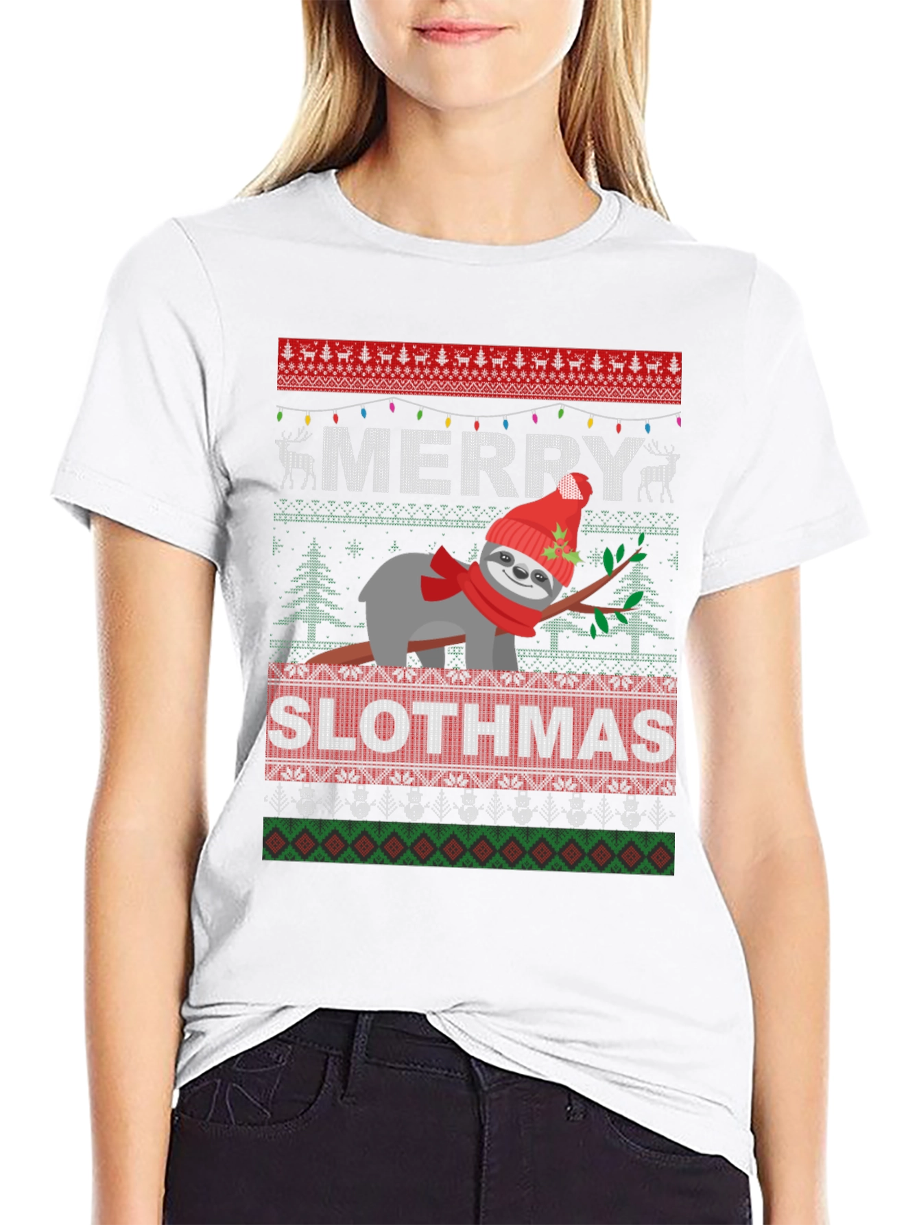 Merry Slothmas Ugly Christmas T-Shirt